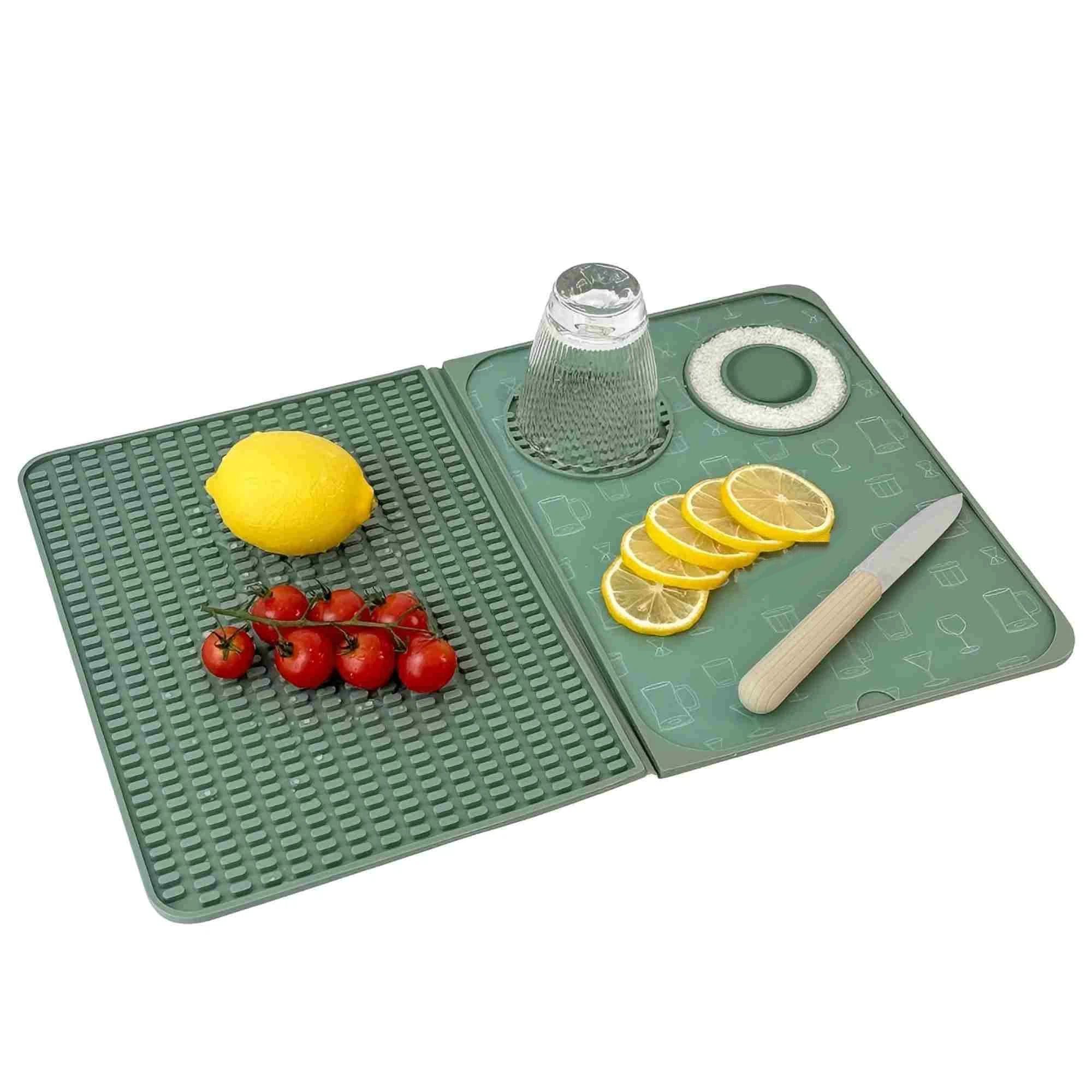 3-in-1 Bar Mat, Bar Accessories, Multifunctional Folding Cocktail Mat with