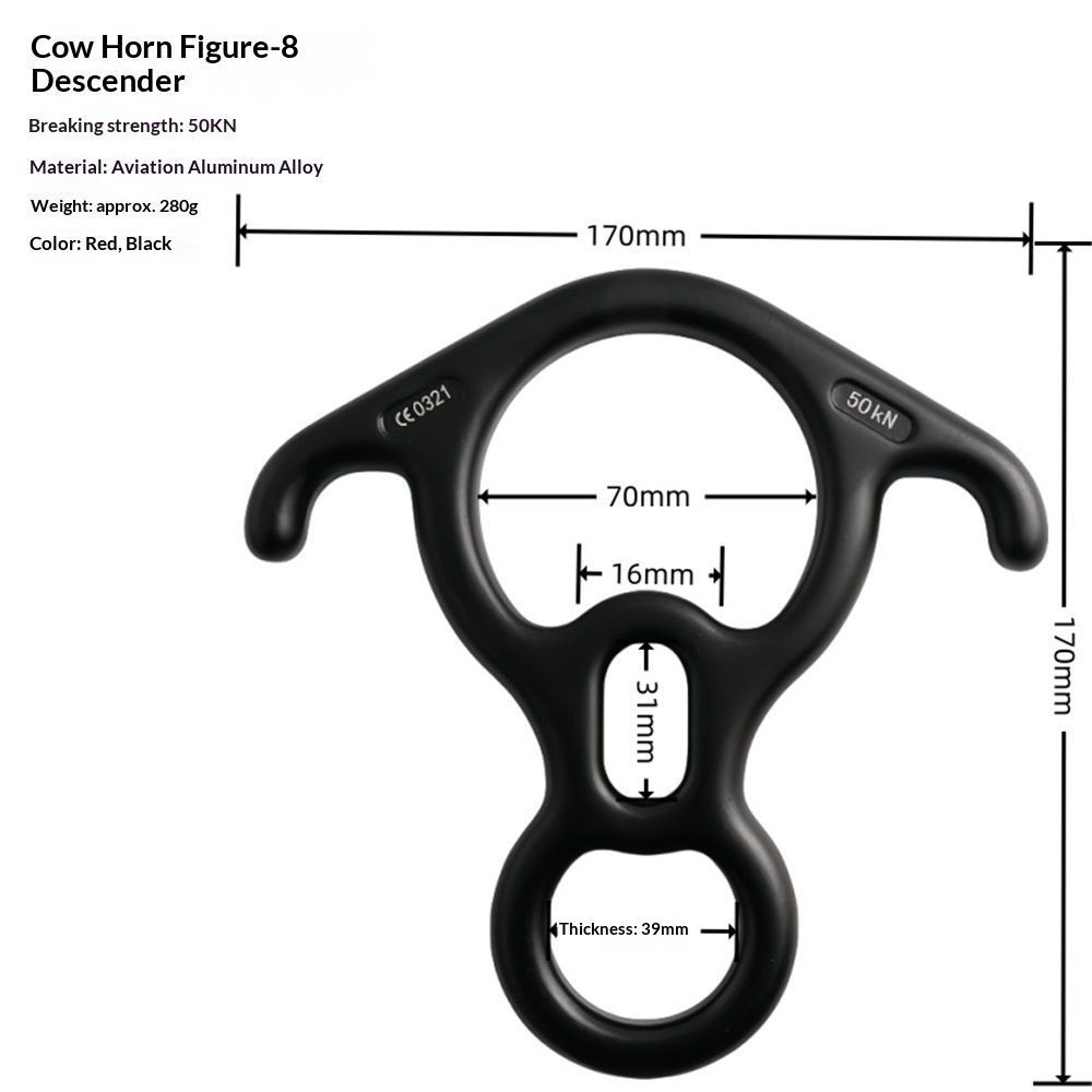 50 kN Climbing Rescue Figure 8 Descender Large Bent-Ear Rigging Plate Heavy view 2