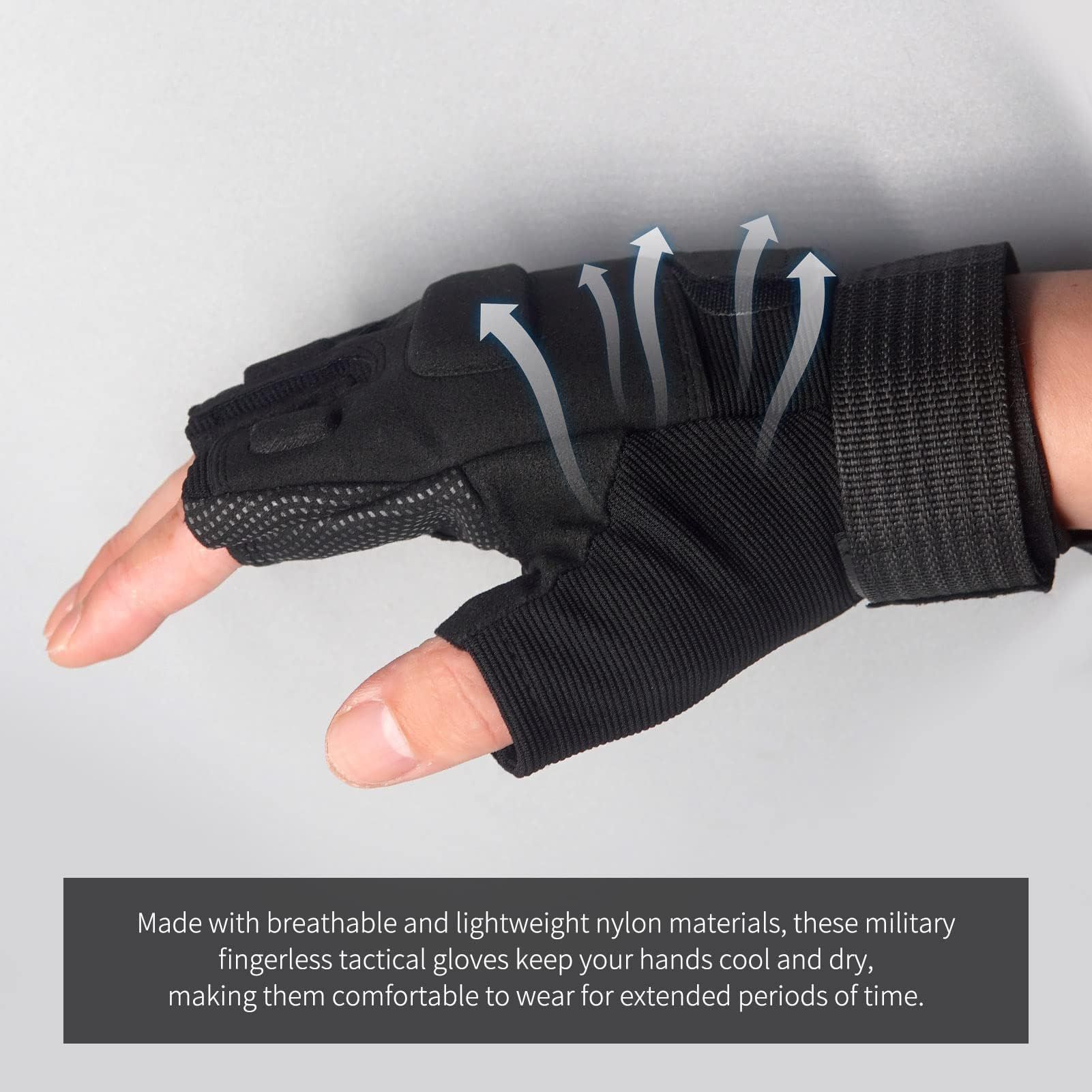 Fingerless Gloves, Knuckle Protective Breathable Lightweight Outdoor Gloves view 5