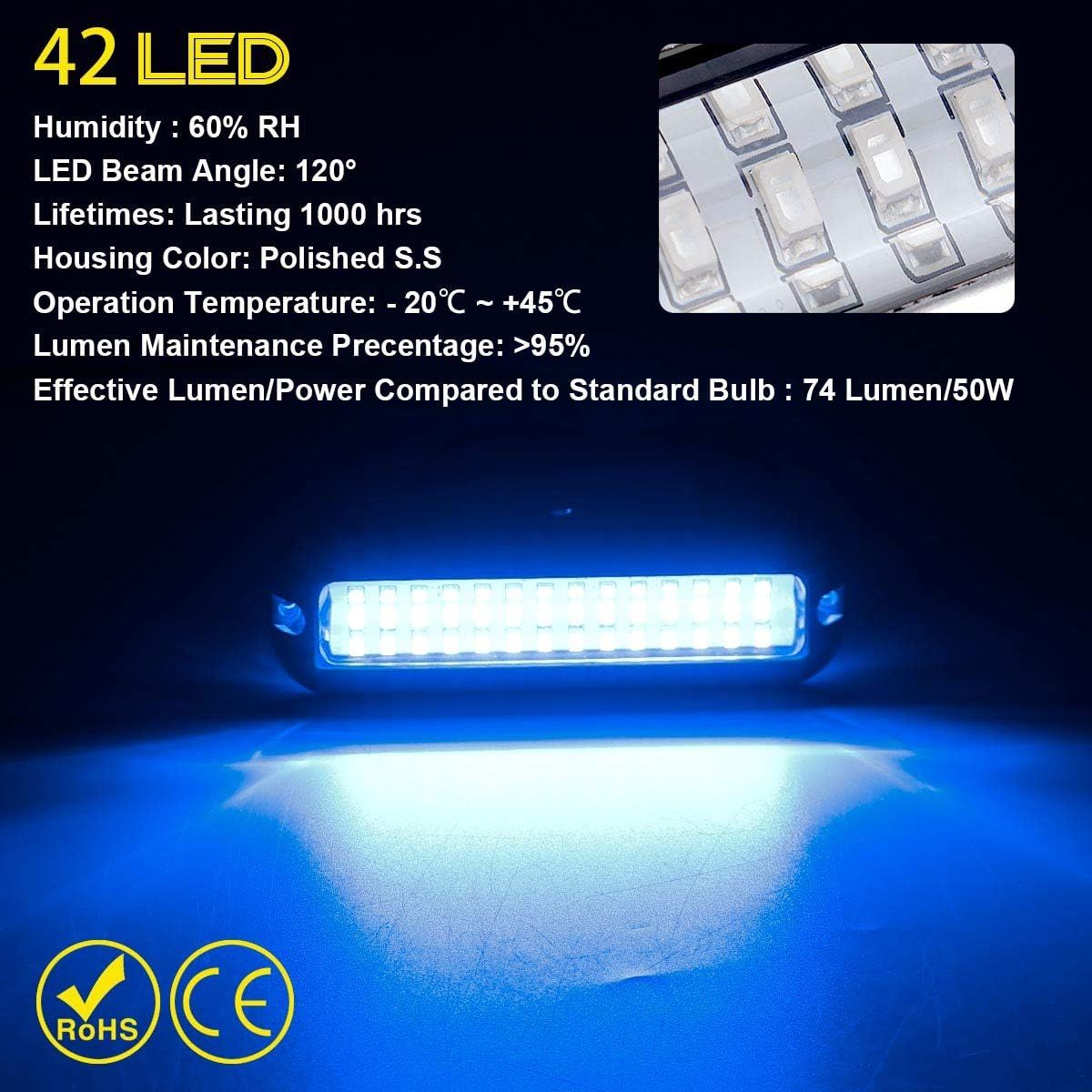 42LED Waterproof 316 Stainless Steel Trim Ring Boat High-Intensity LED view 4