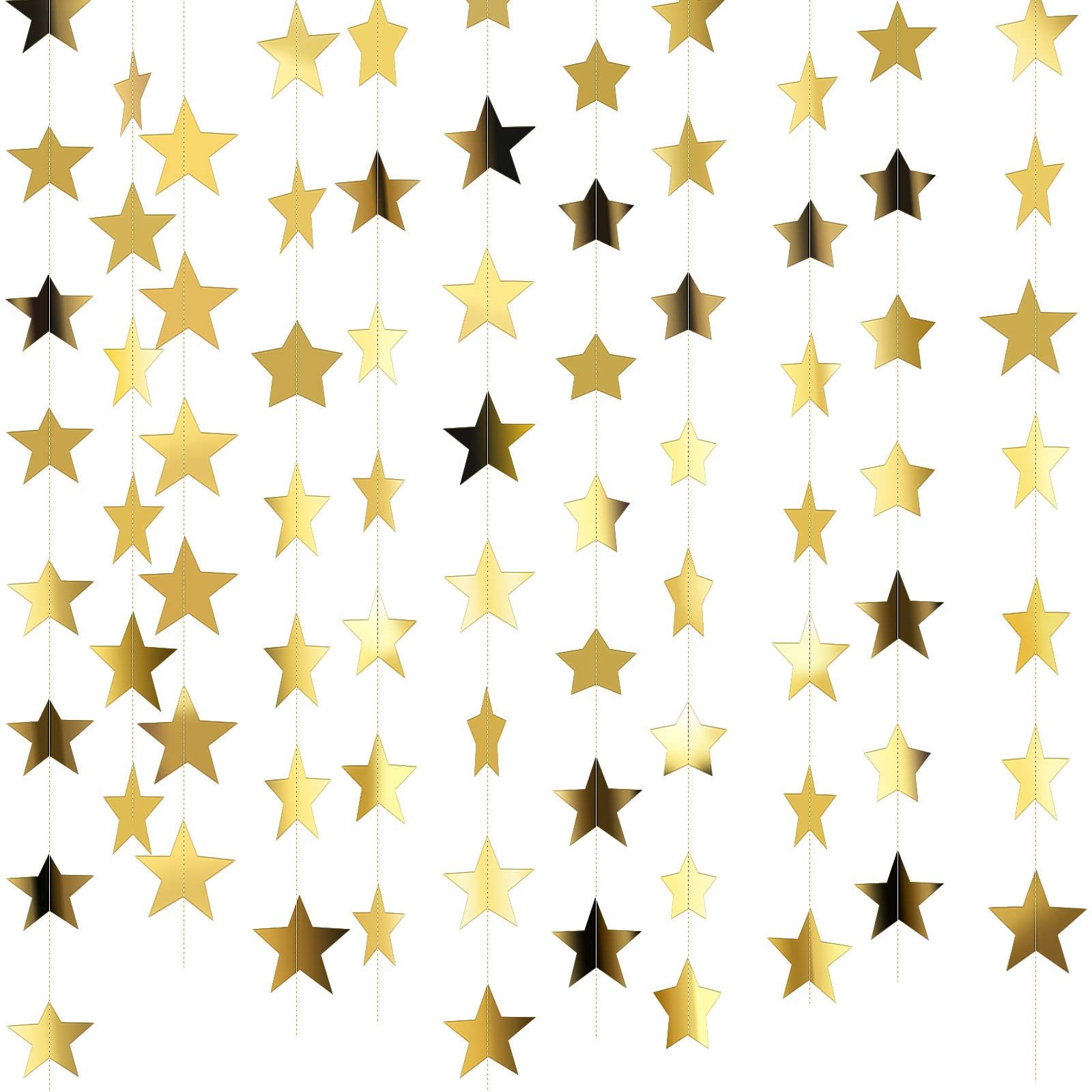 Glitter Star Banner Christmas Decor 130 Feet Star Hanging Bunting Banner