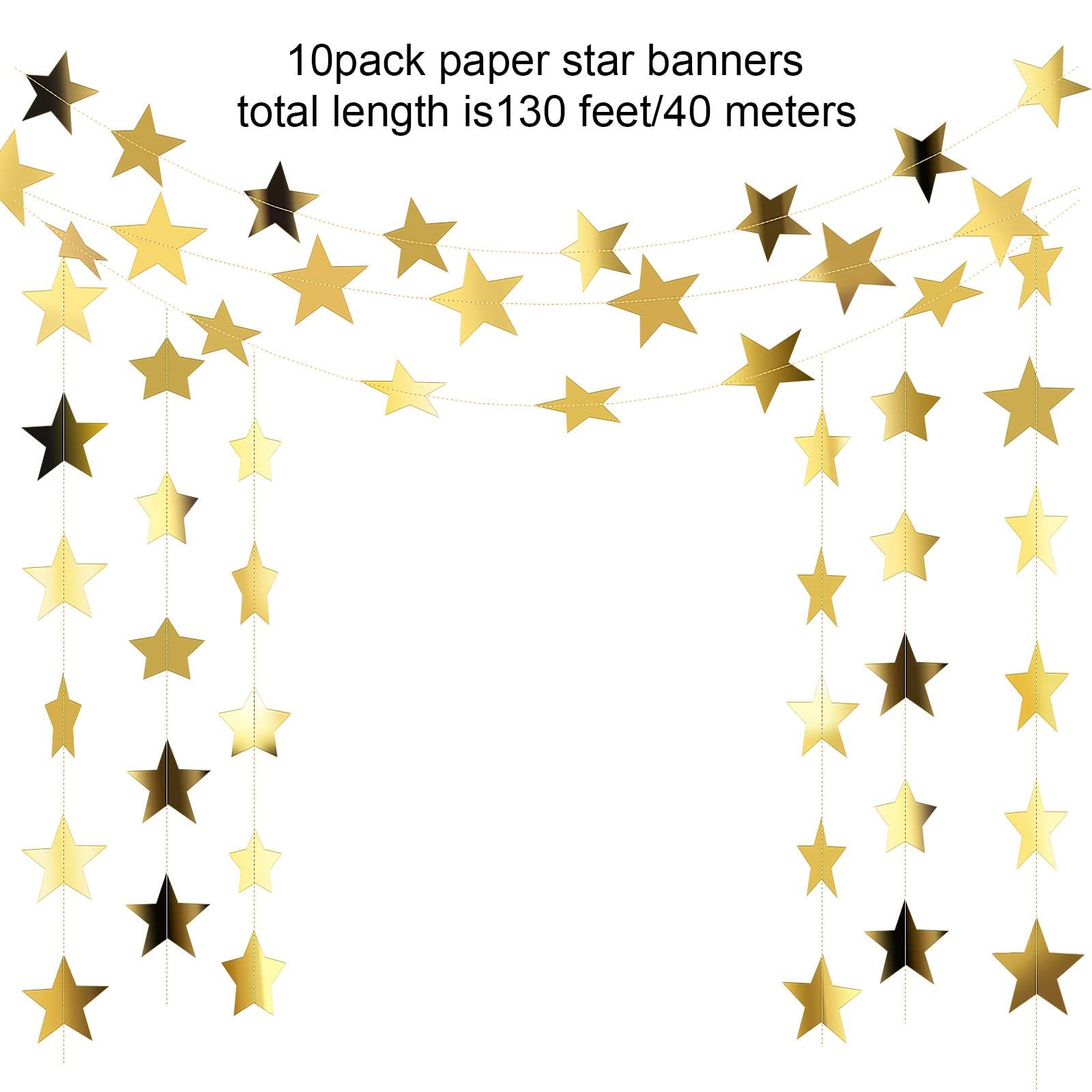 Glitter Star Banner Christmas Decor 130 Feet Star Hanging Bunting Banner view 2