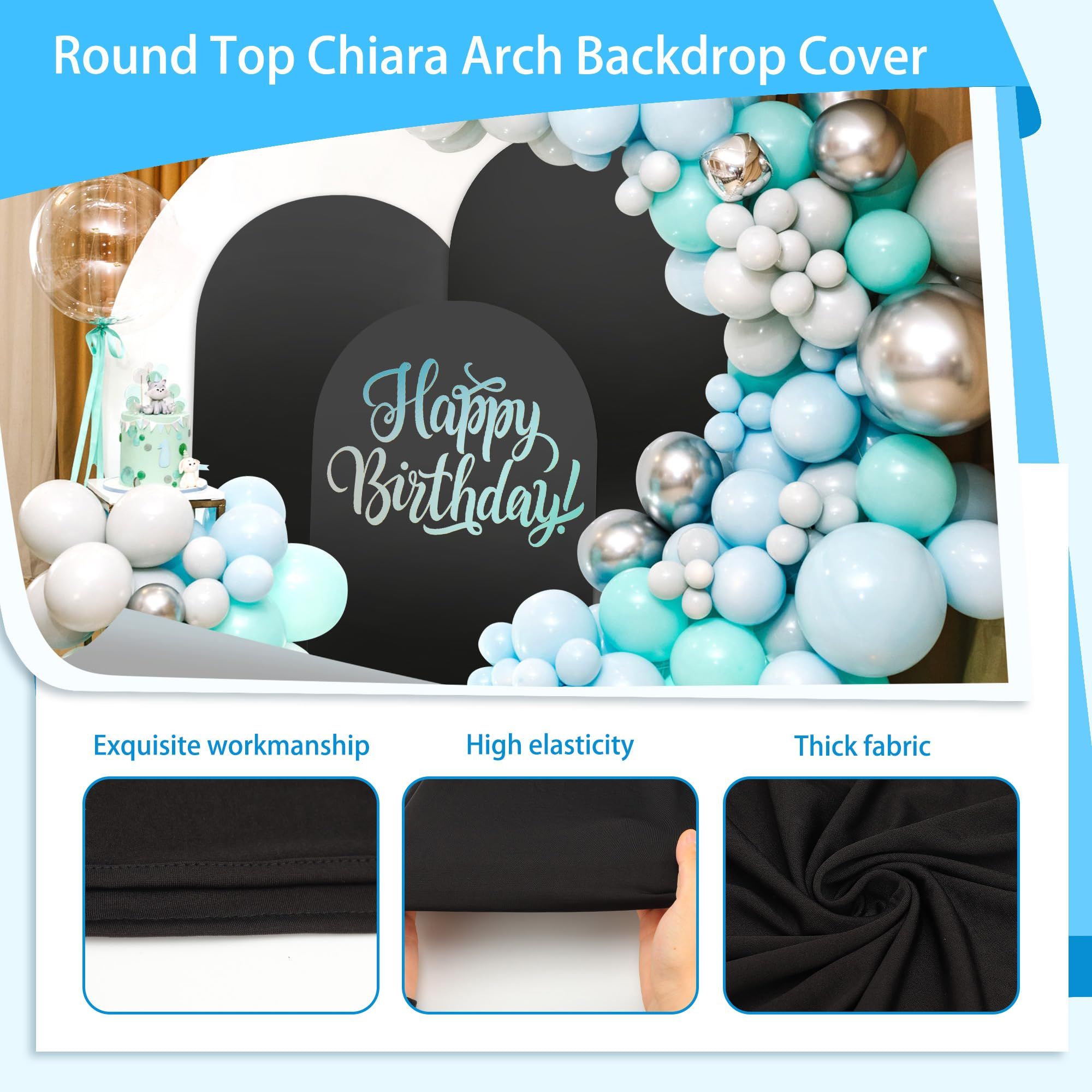 Arch Backdrop Cover Set, 4FT, 5FT, 6FT Wedding Spandex Fitted Covers for Round view 2