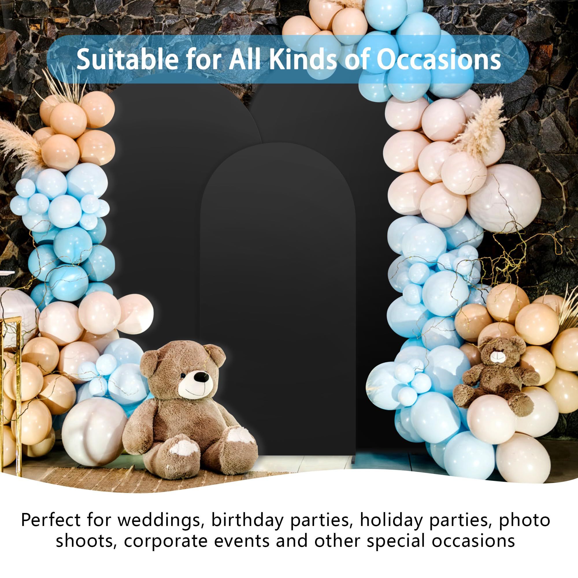 Arch Backdrop Cover Set, 4FT, 5FT, 6FT Wedding Spandex Fitted Covers for Round view 3
