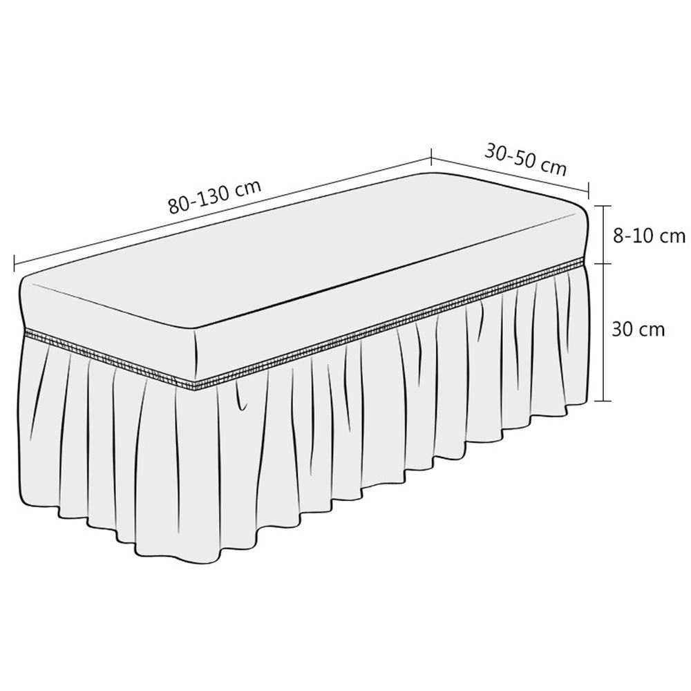 Dining Bench Cover with Skirt 32-47 inch Length Beige Stretch Seersucker Bench view 3
