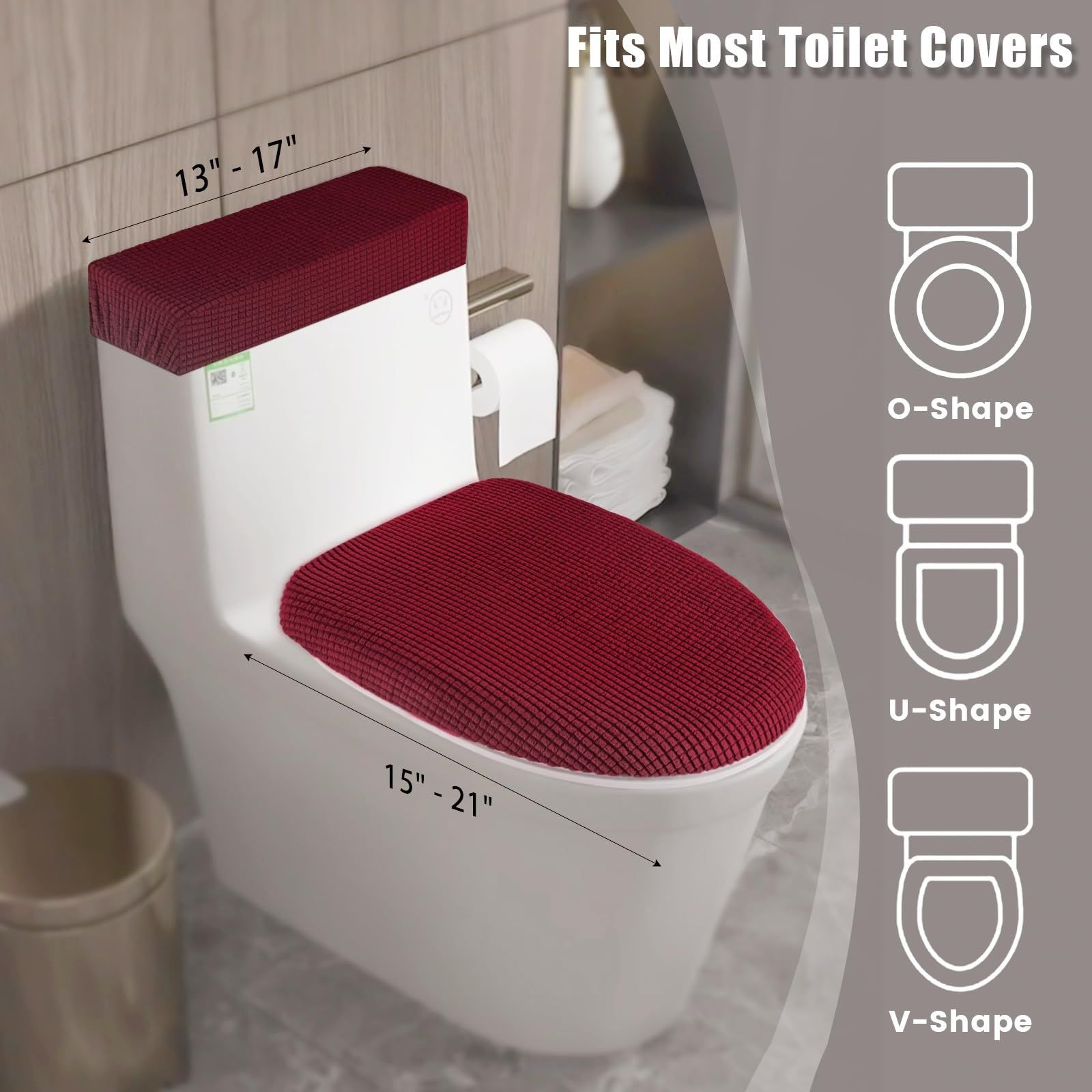 Stretch Velvet Toilet Lid Cover and Toilet Tank Lid Cover view 4