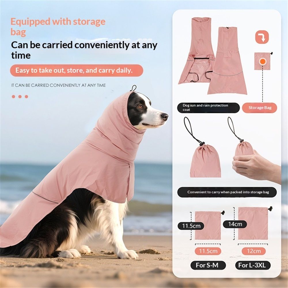 Reflective Dog Raincoat, Windproof & Waterproof Dog Rain Jacket, Adjustable view 3