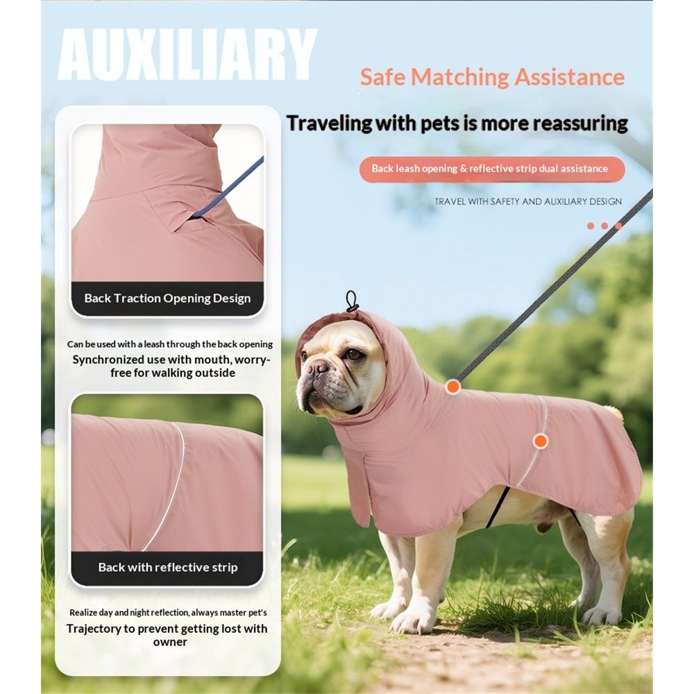 Reflective Dog Raincoat, Windproof & Waterproof Dog Rain Jacket, Adjustable view 4