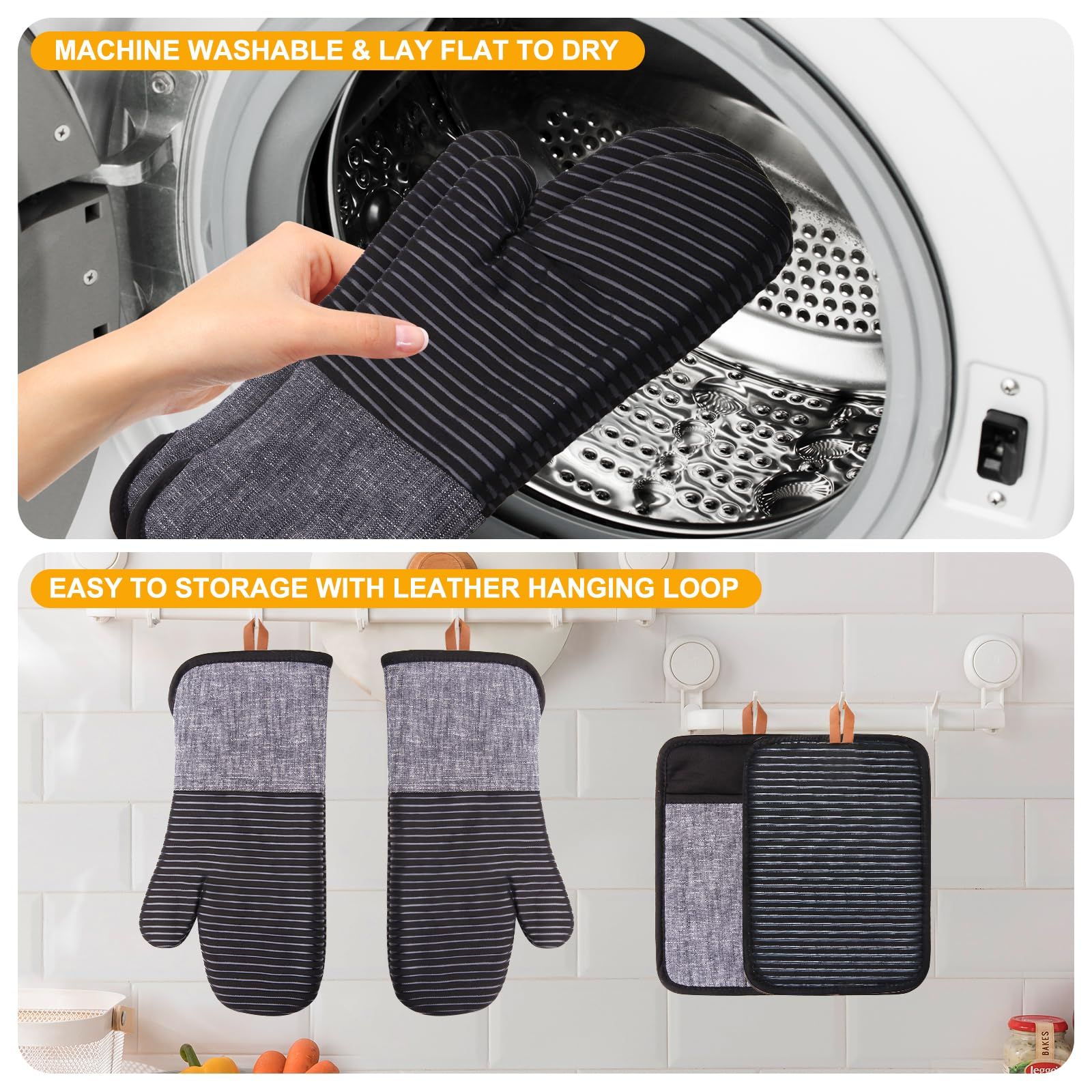 4PCS Oven Mitts and Pot Holders view 3