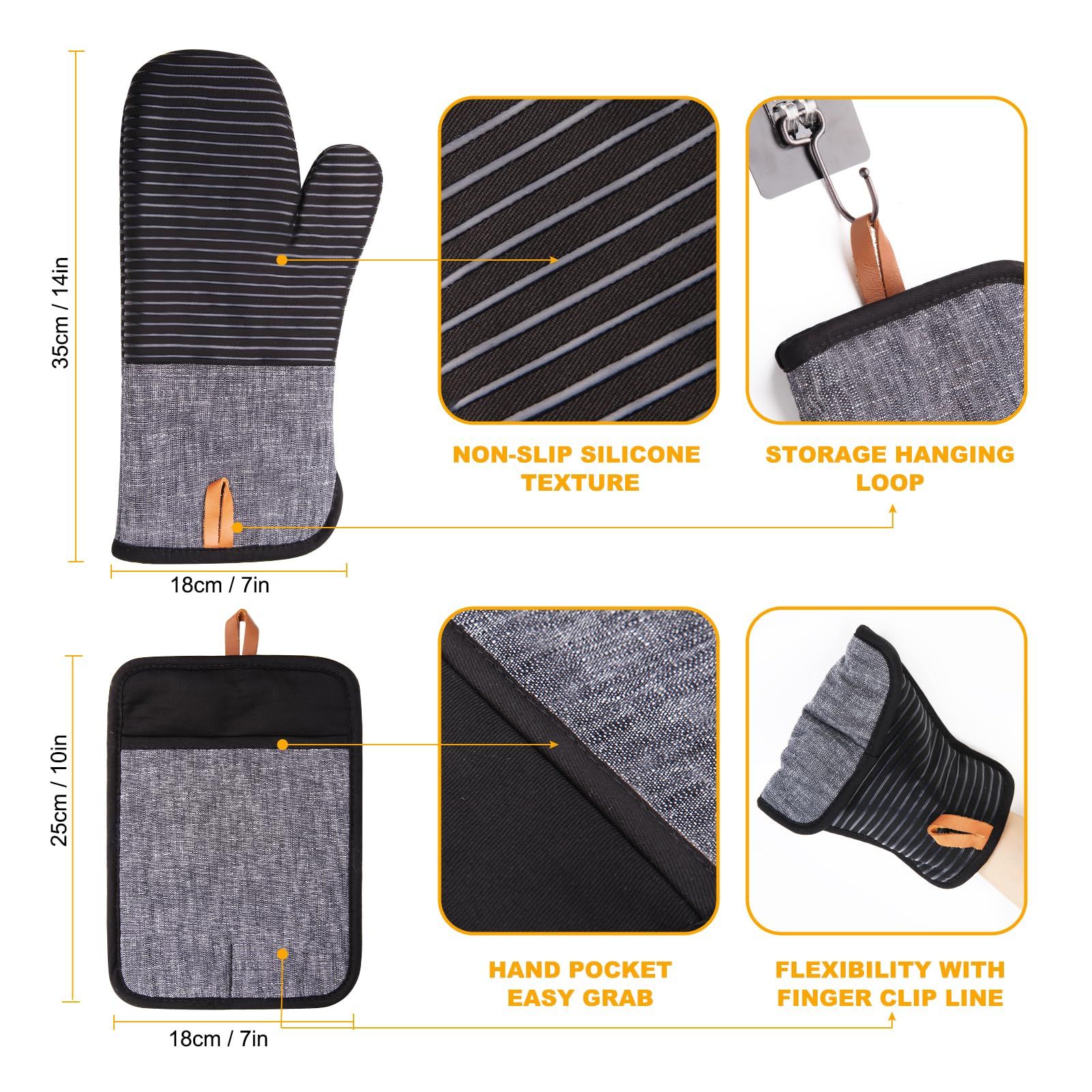 4PCS Oven Mitts and Pot Holders view 5