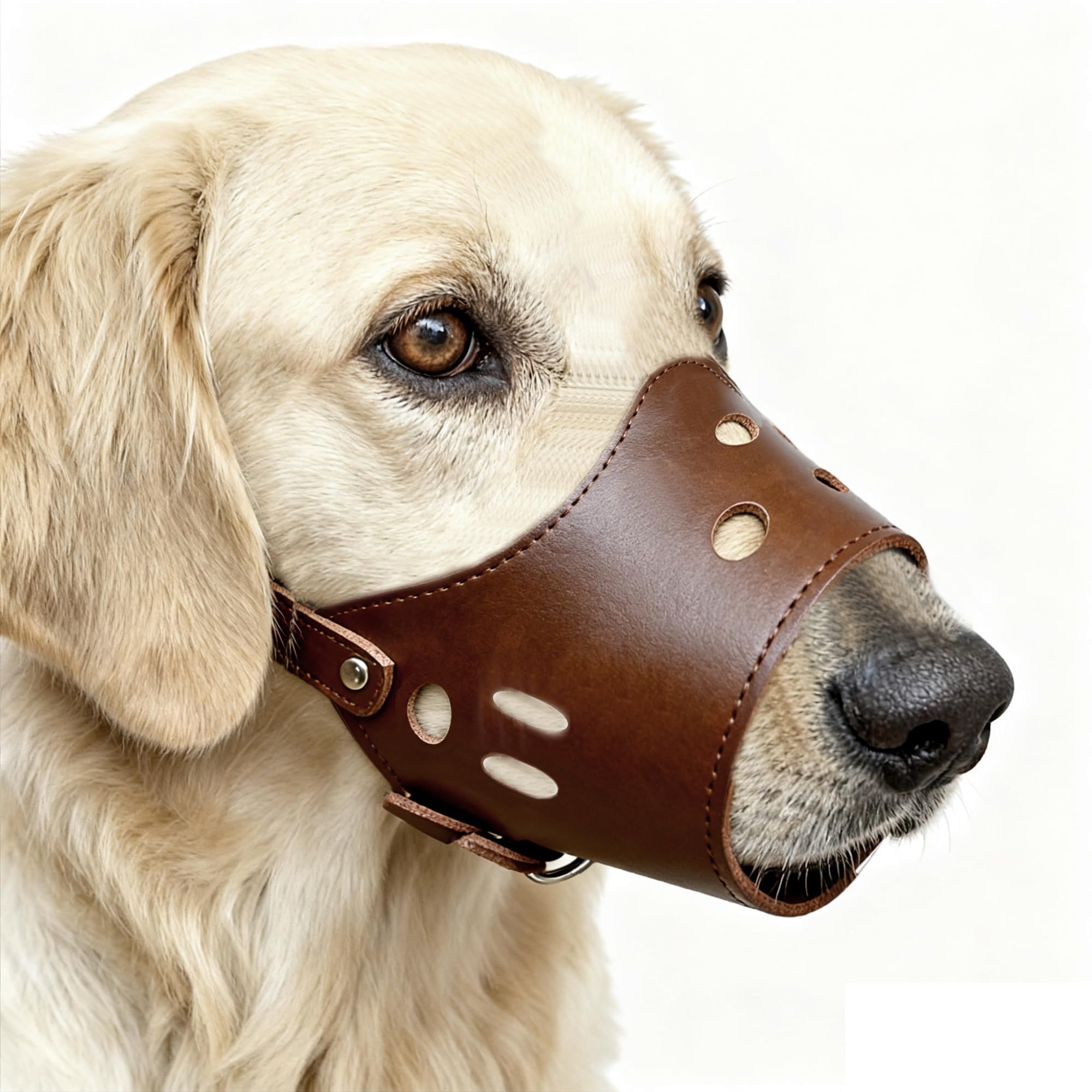 New Leather Pet Muzzle for Dogs Soft Breathable Dog Muzzles Prevent for Biting view 2