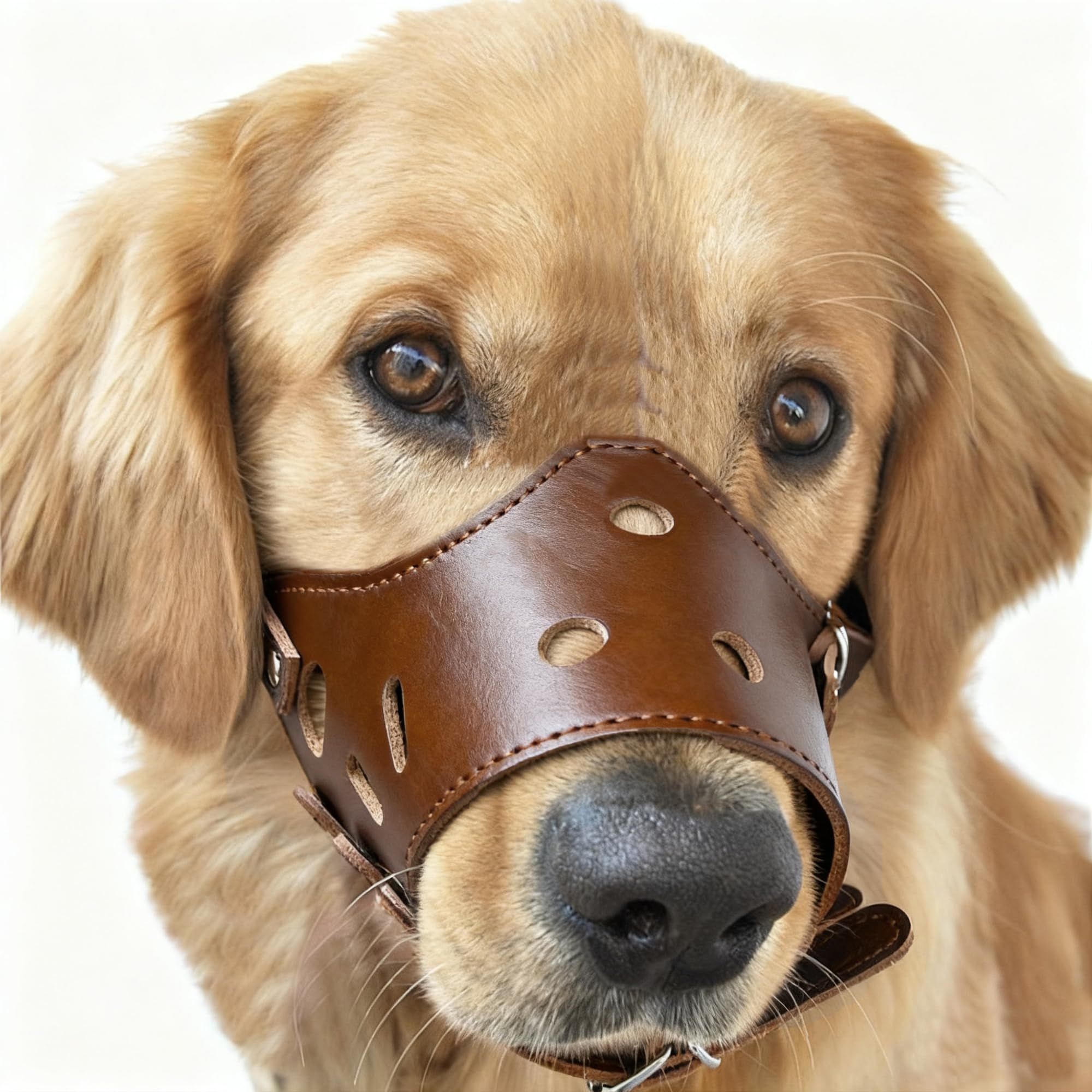 New Leather Pet Muzzle for Dogs Soft Breathable Dog Muzzles Prevent for Biting view 3