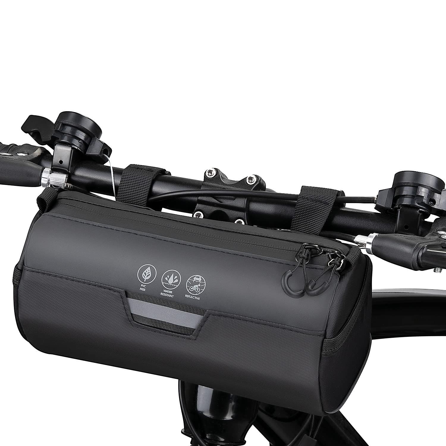 Bike Handlebar Bag Waterproof - Bicycle Handlebar Roll Bag with Large