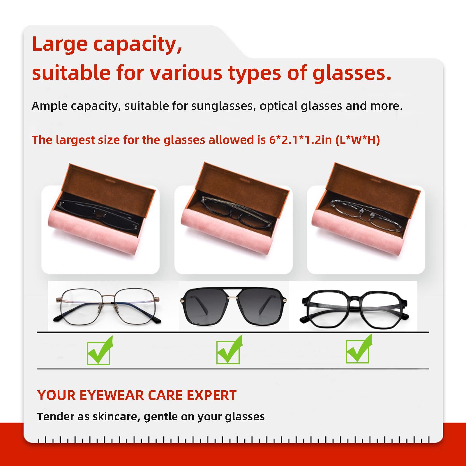 Glasses Case for 2 Storage Portable Compact Slim Two-Piece Soft Case Hard Case view 4