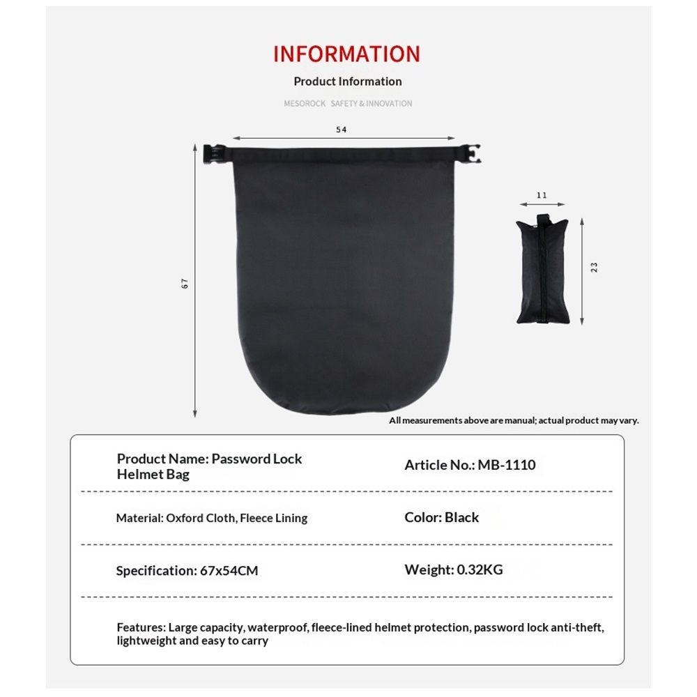 Motorcycle Helmet Bag Helmet Storage Bag with Combination Lock Waterproof view 5