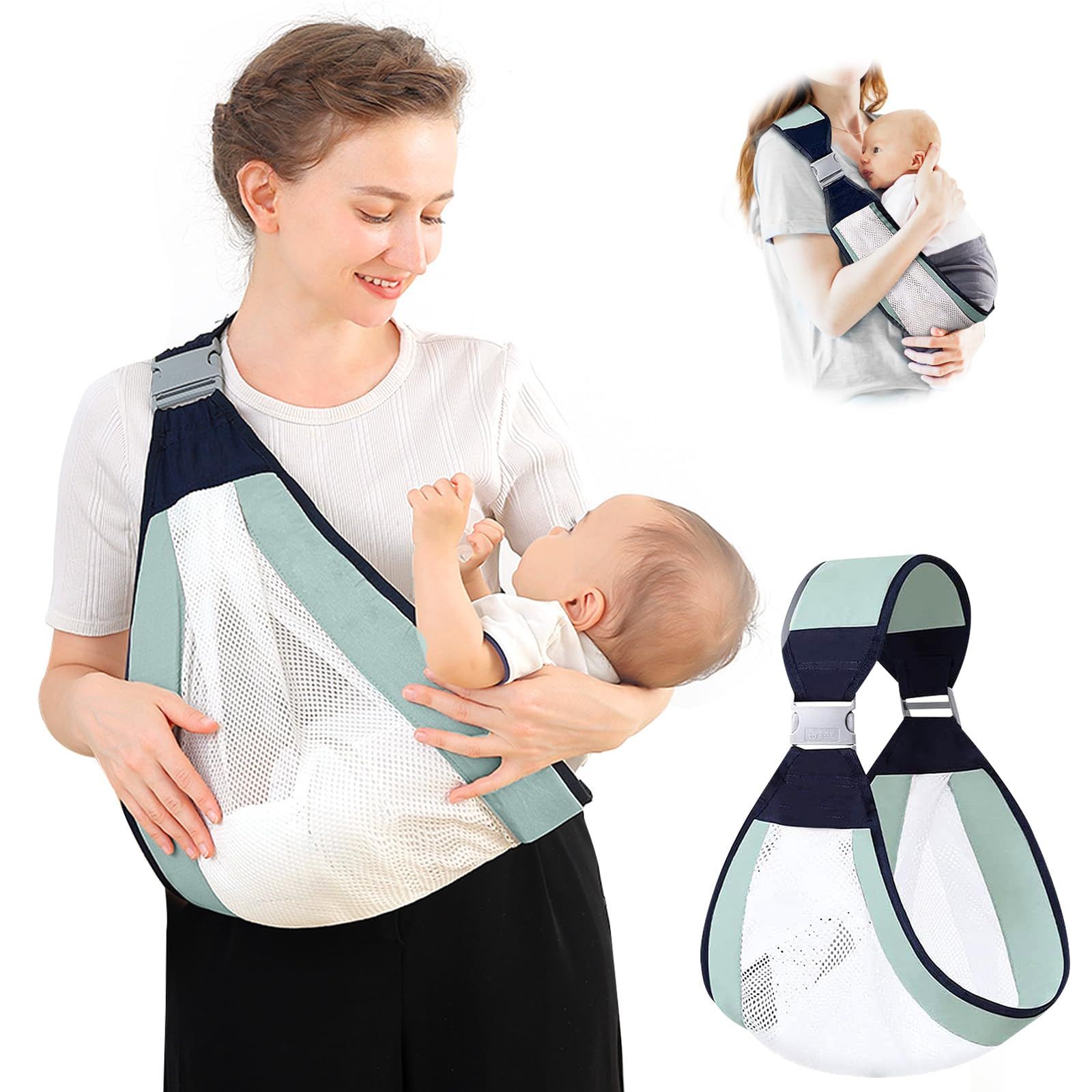 Baby Sling Carrier, Adjustable Half Wrapped Sling Hip Carrier - Lightweight
