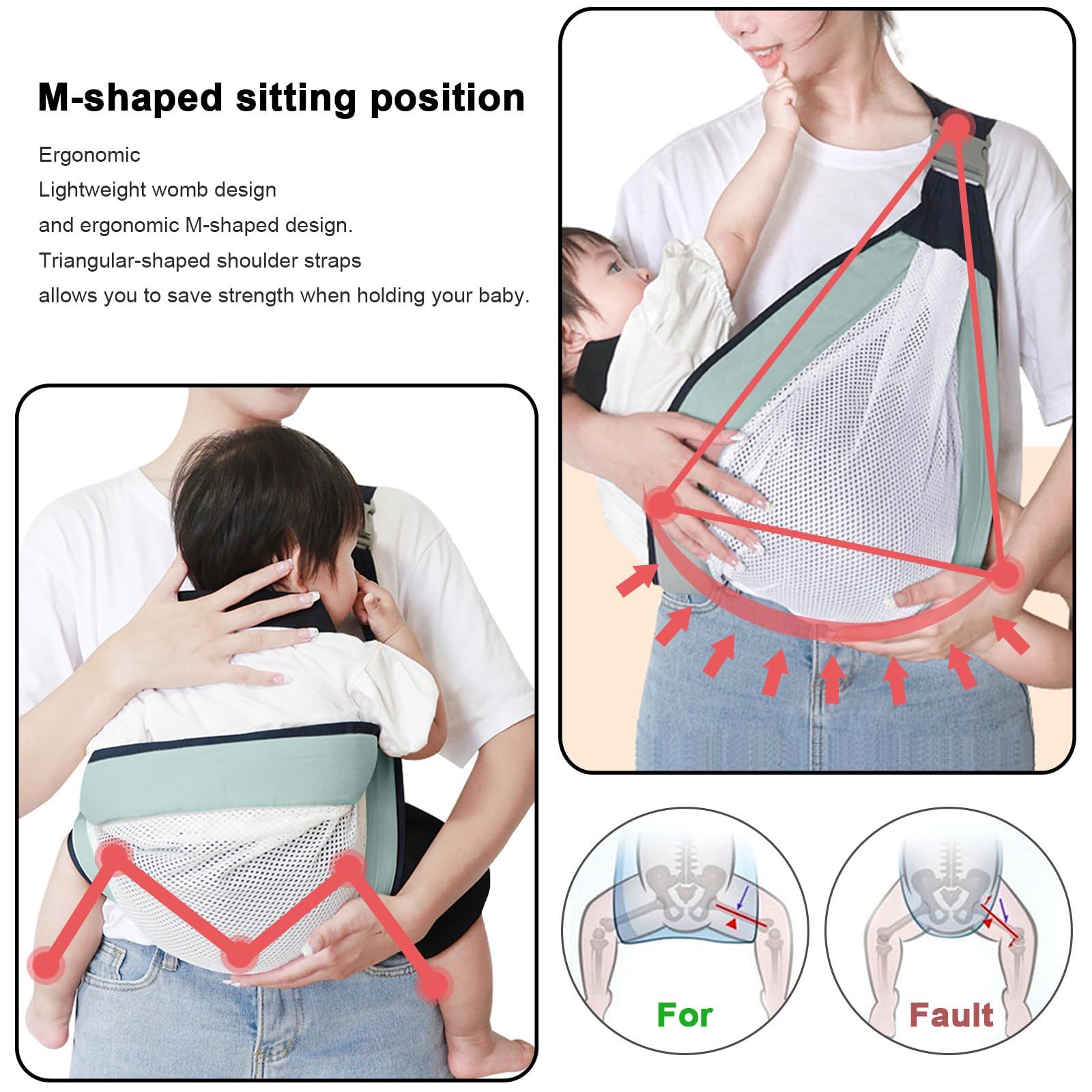 Baby Sling Carrier, Adjustable Half Wrapped Sling Hip Carrier - Lightweight view 5