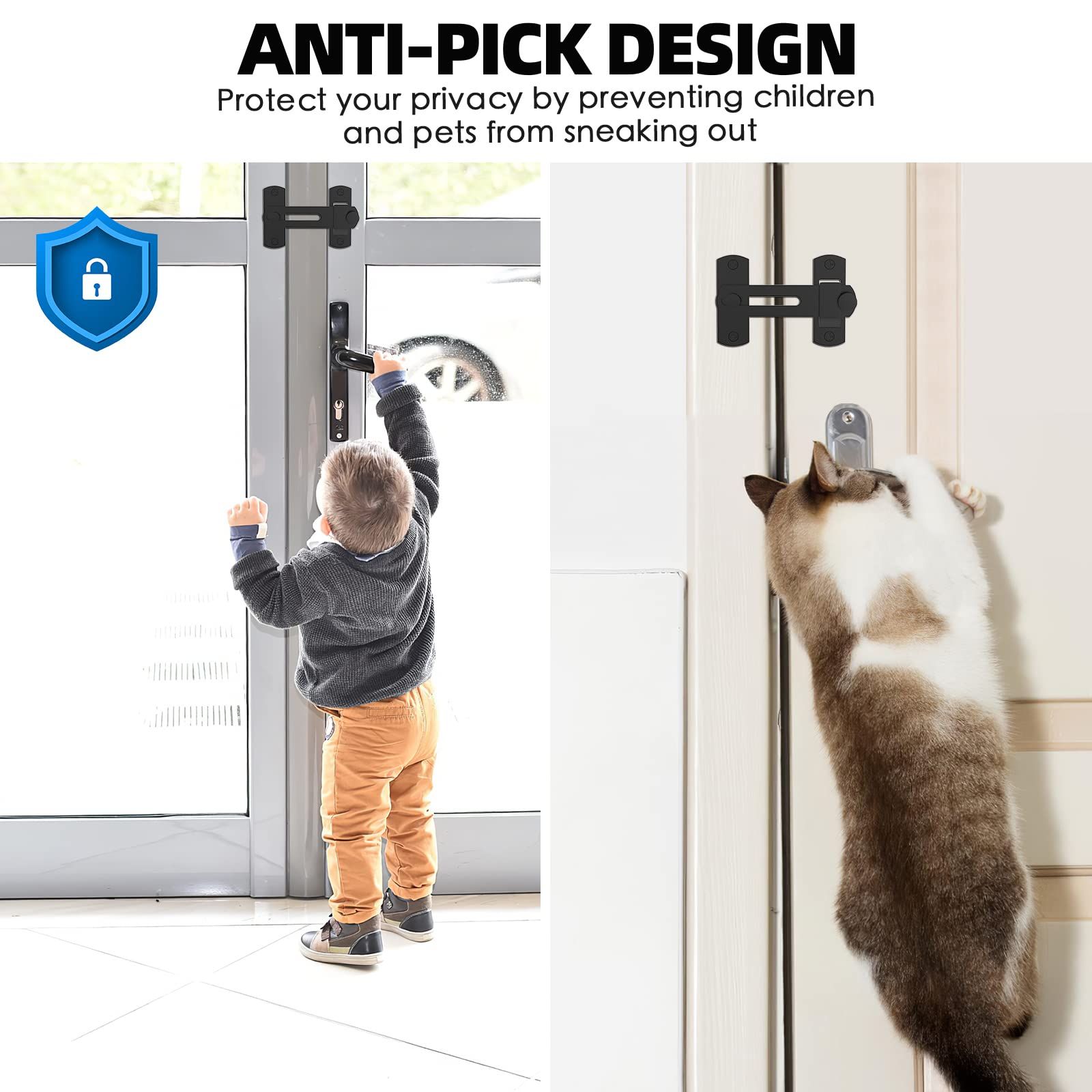 2 pack 180 Degree Flip Sliding Barn Door Lock for Privacy - Safe barn Door view 3