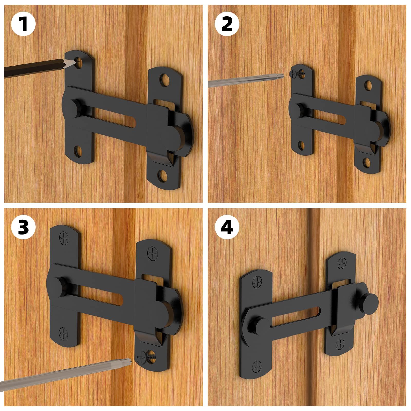 2 pack 180 Degree Flip Sliding Barn Door Lock for Privacy - Safe barn Door view 5