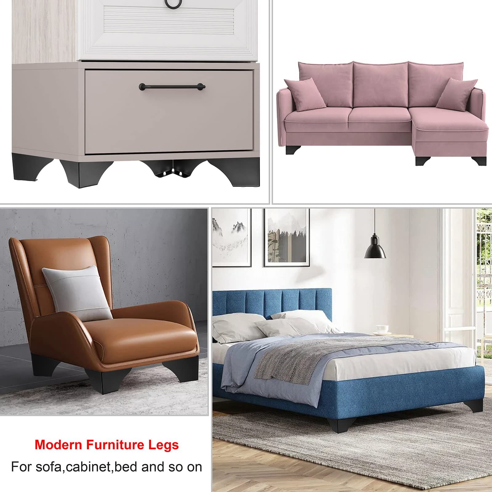 4Pcs 8CM/3 Inch Modern Metal Furniture Sofa Cabinet Legs with Mounting Screws view 5