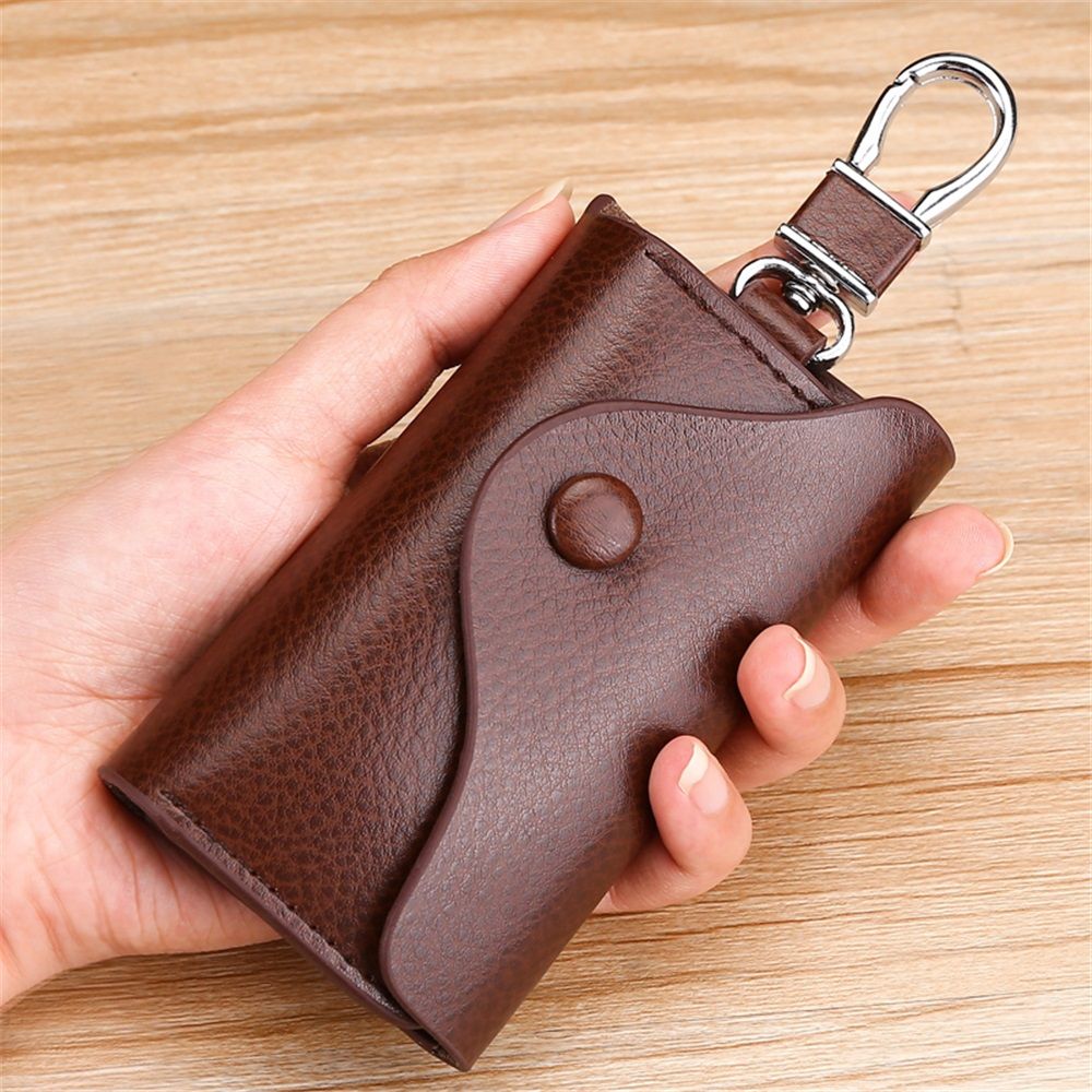 Car Key Case for Men and Women Small Leather Key Holder Key Cover with 6 view 2