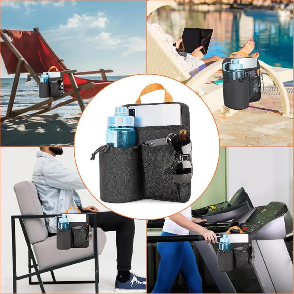 Beach Chair Cup Holder, Chair Side Organizer Easily Attached to Armrest with 2 view 3