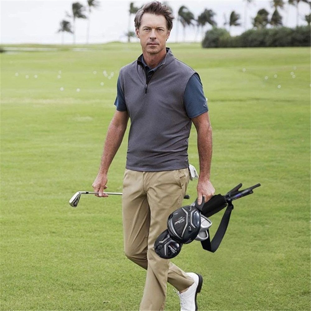Lightweight Canvas Golf Club Carrier Sleeves Bag with Shoulder Strap black view 2