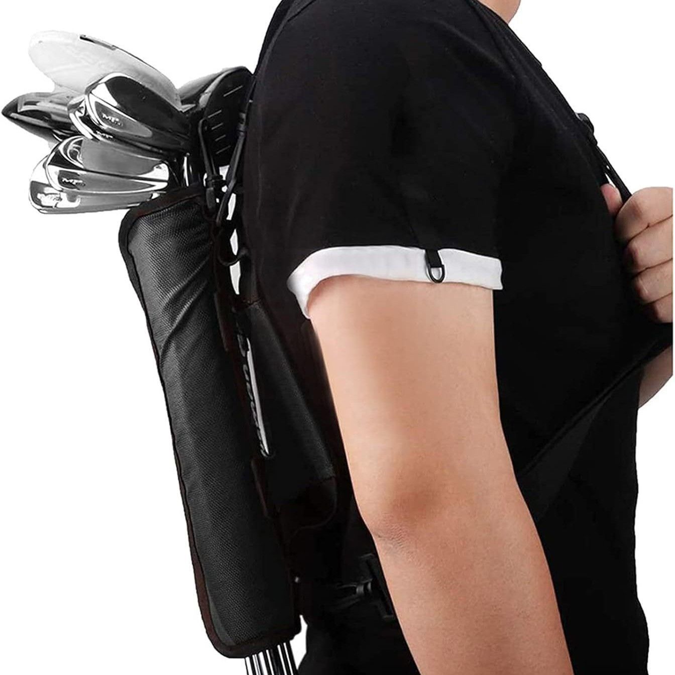 Lightweight Canvas Golf Club Carrier Sleeves Bag with Shoulder Strap black view 4