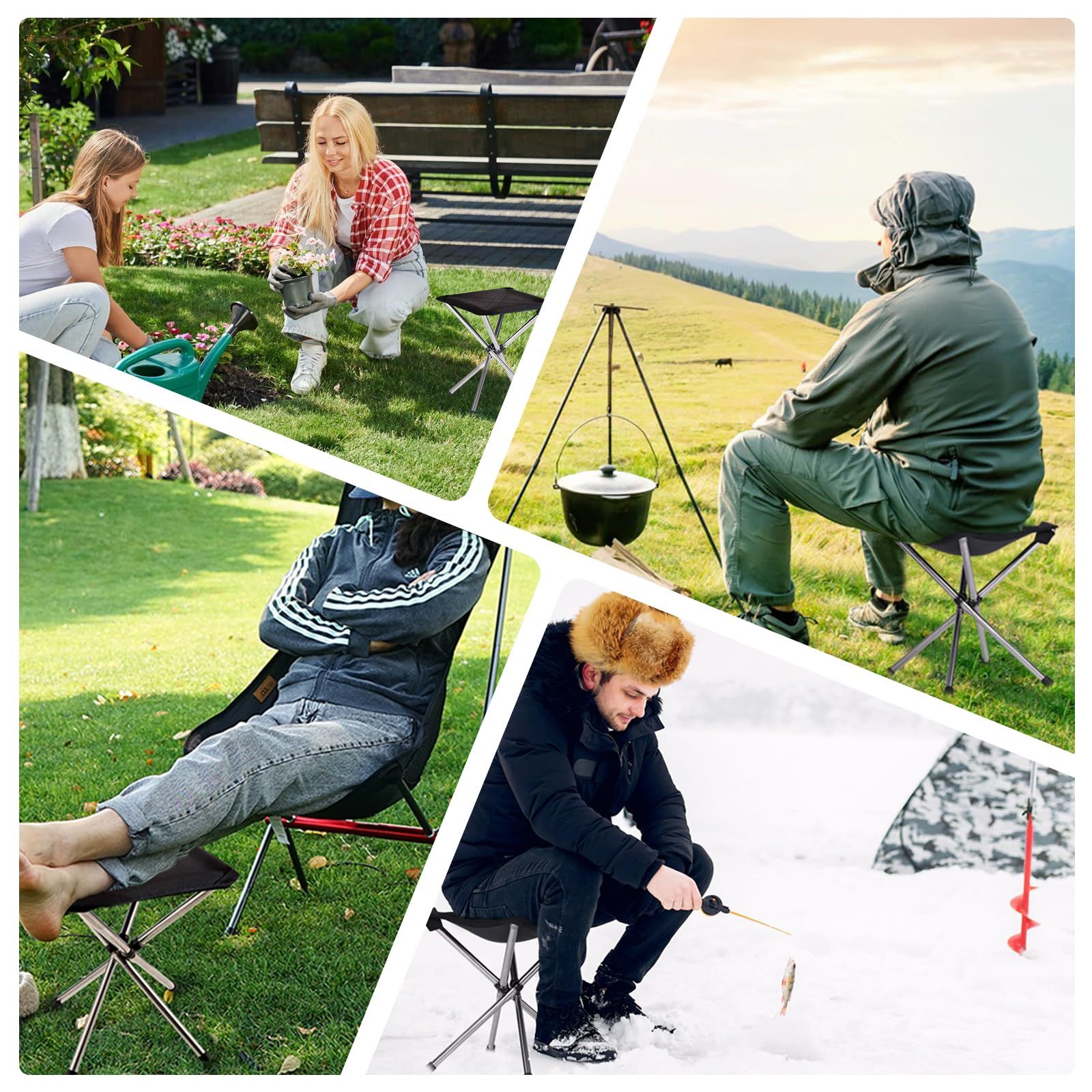 Ultra-Lightweight Stainless Steel Folding Camping Stool - Compact Portable view 4