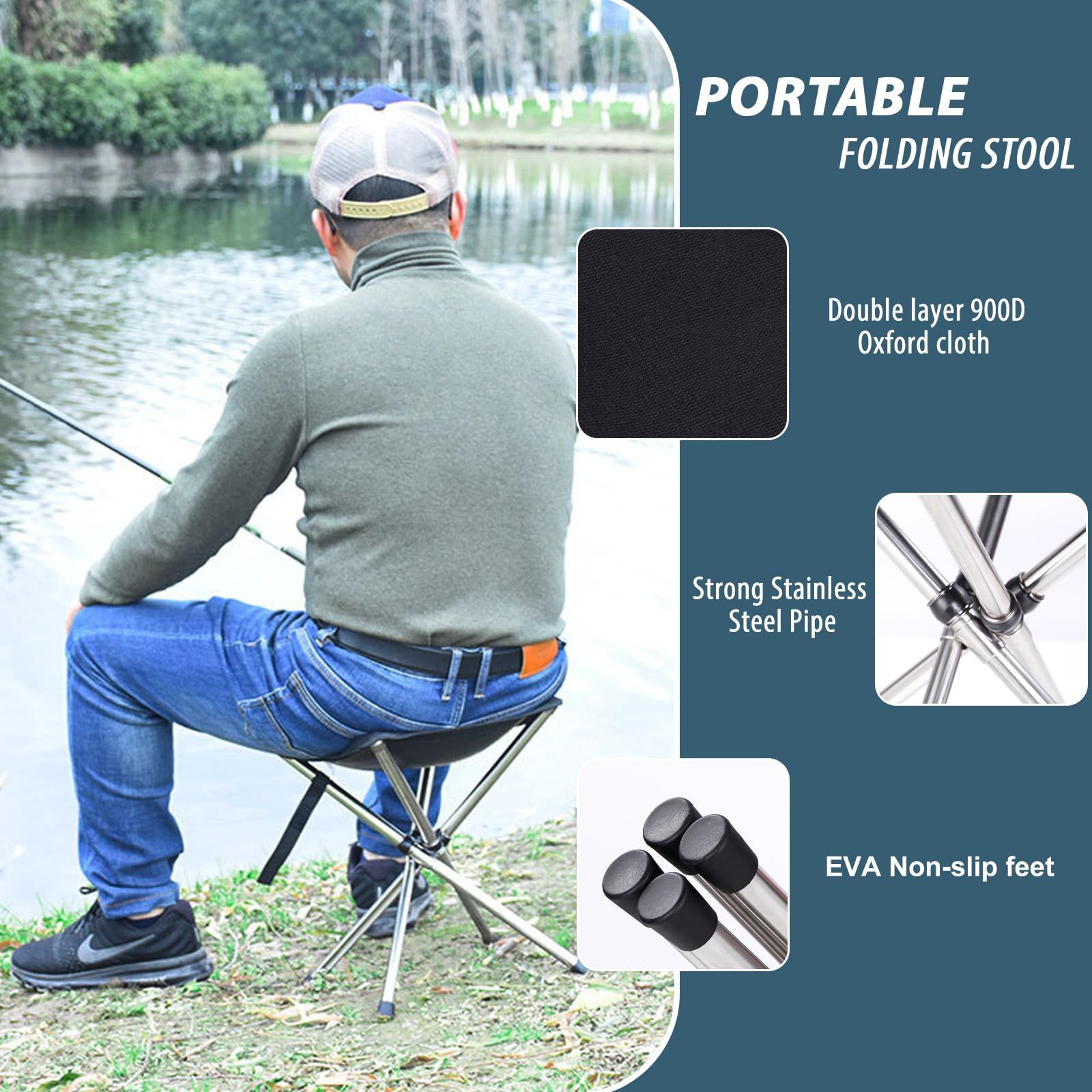 Ultra-Lightweight Stainless Steel Folding Camping Stool - Compact Portable view 5