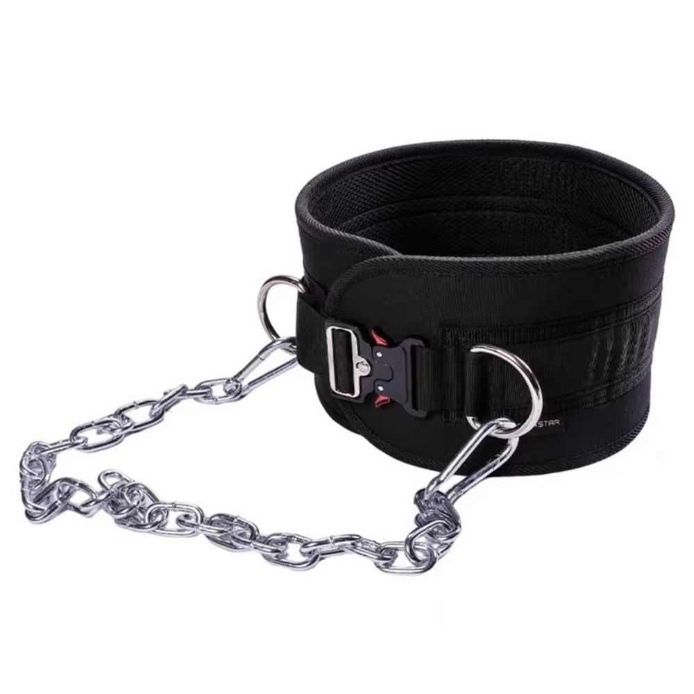 Pull-up Belt Weighted Dip Belt with Chain Double D-ring Weightlifting Back