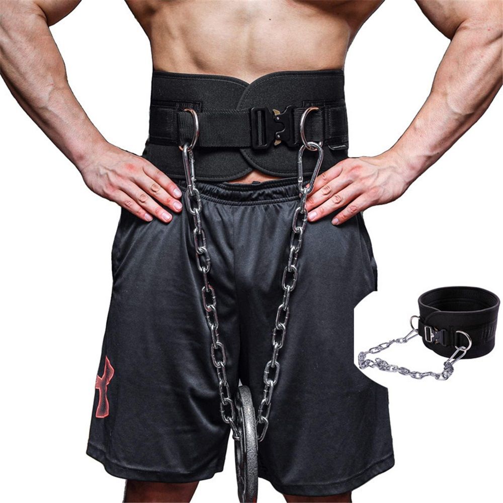 Pull-up Belt Weighted Dip Belt with Chain Double D-ring Weightlifting Back view 3