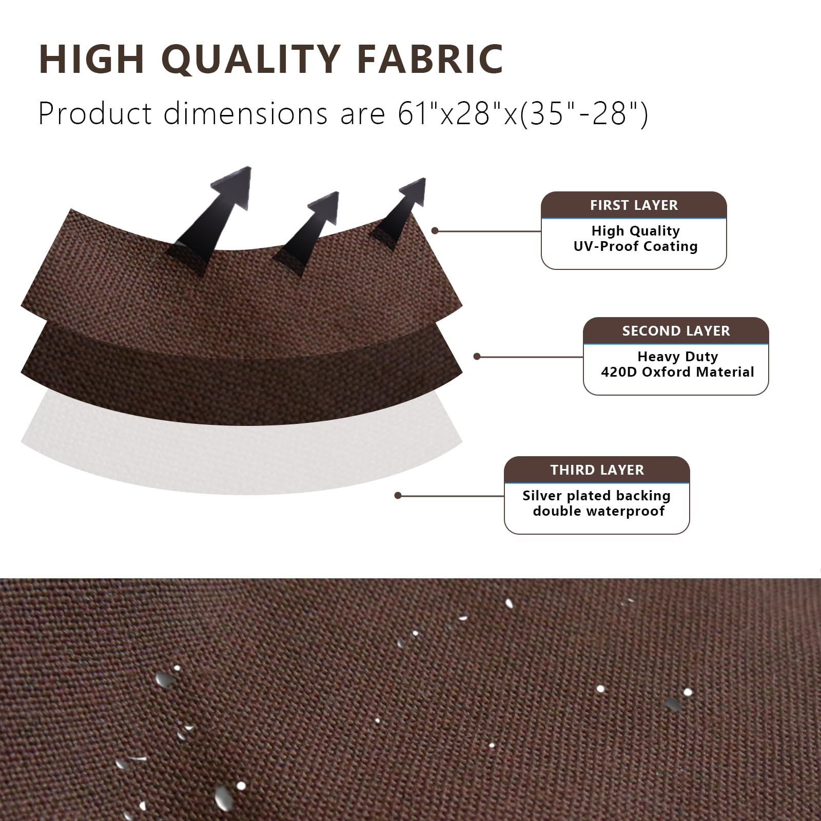 Porch Swing Cover, 56x32x25 Inches, Outdoor Swing Cover Waterproof for Patio view 4