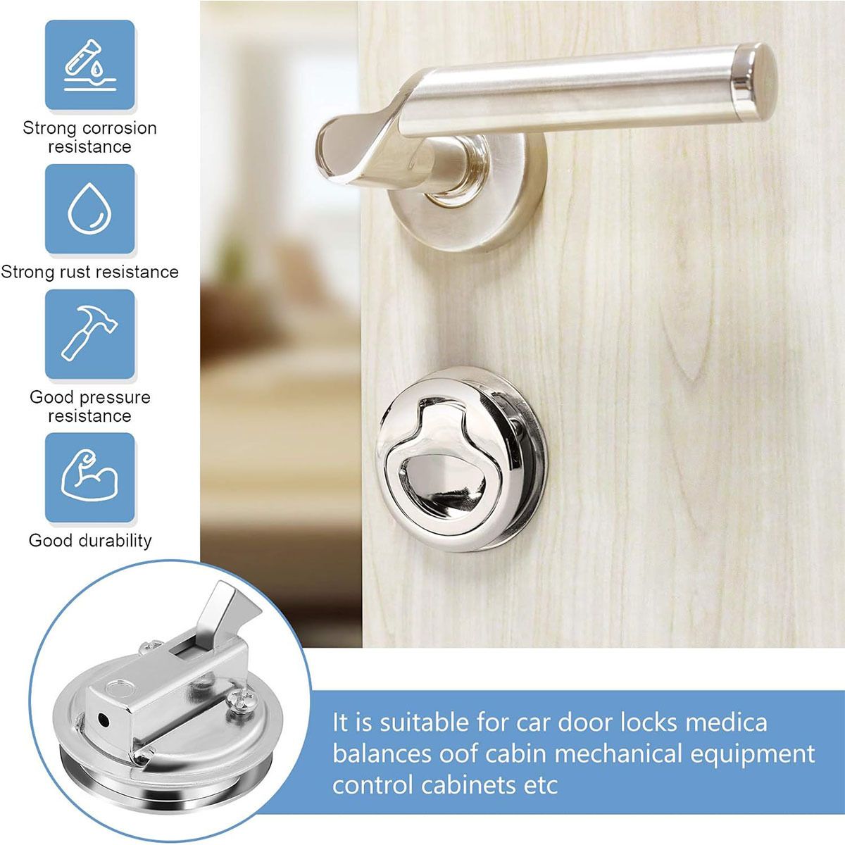 Flush Pull Slam Latch Stainless Steel Round Pull Latch for RV Boat Deck Hatch view 2