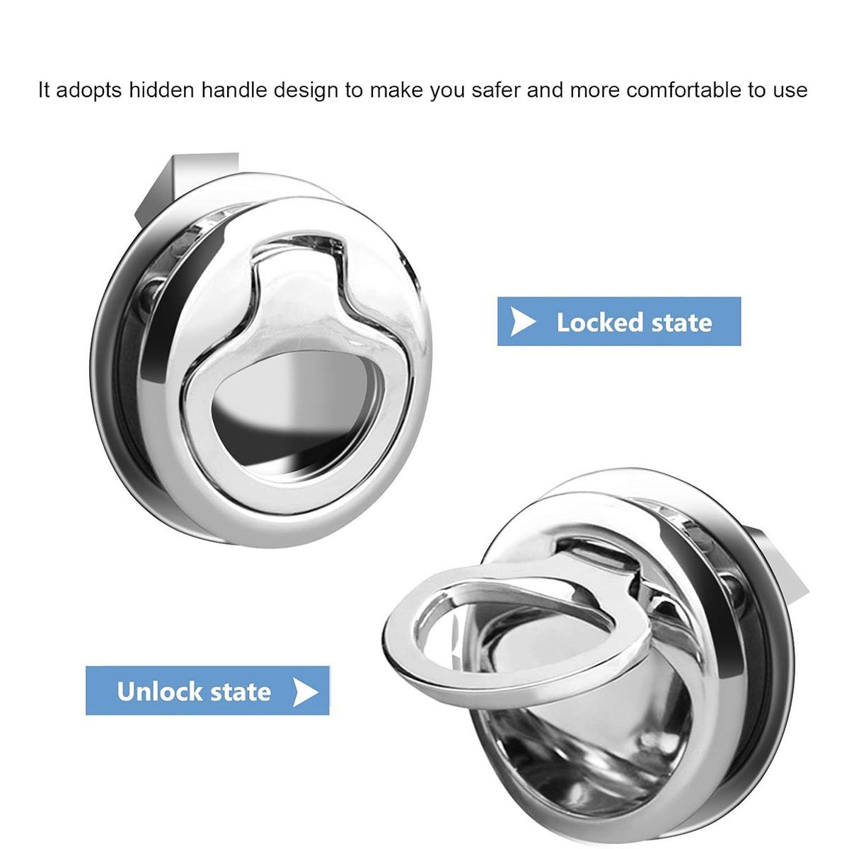 Flush Pull Slam Latch Stainless Steel Round Pull Latch for RV Boat Deck Hatch view 3