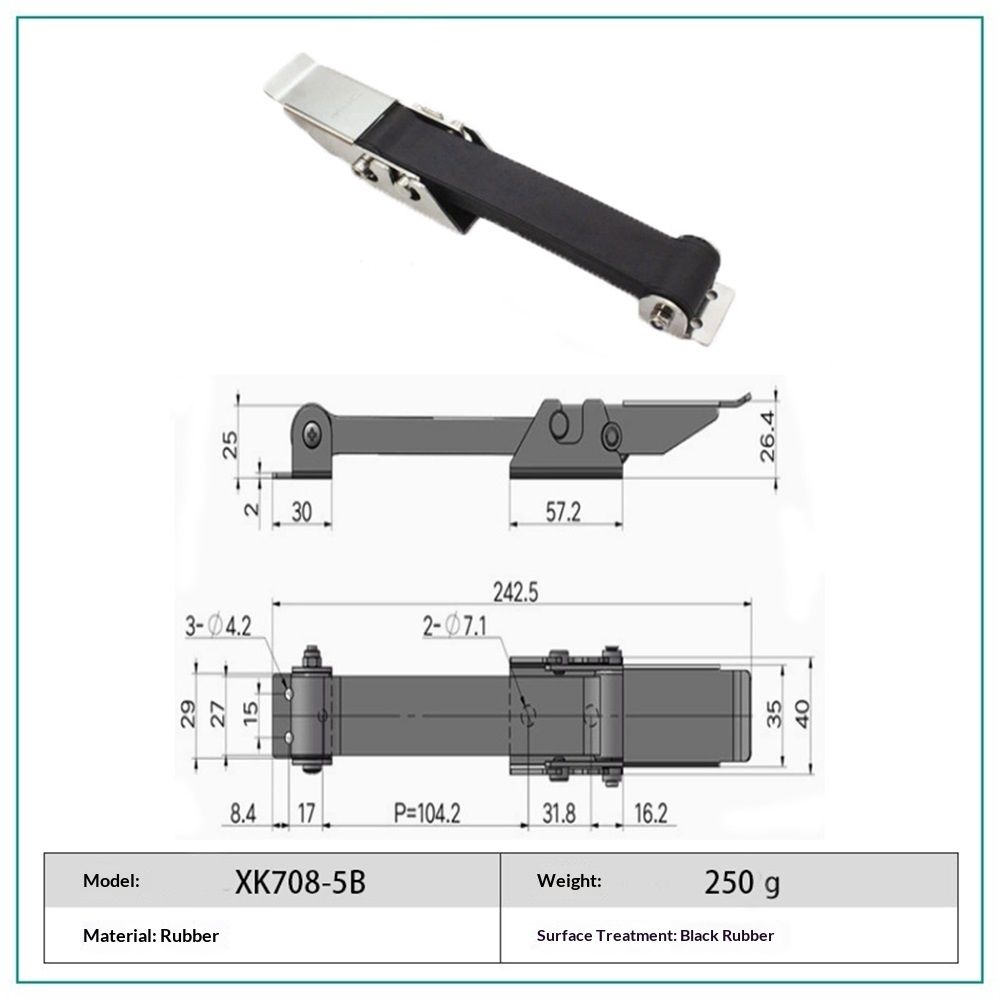 2 PCS Heavy Duty Premium SUS304 Stainless Steel Rubber Flexible Black Draw