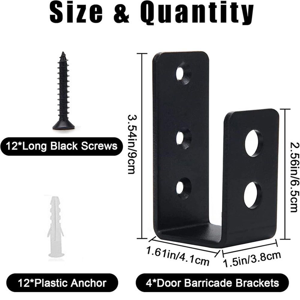 2x4 (1.5x3.5 inch) Door Barricade Brackets (2 pcs) view 2