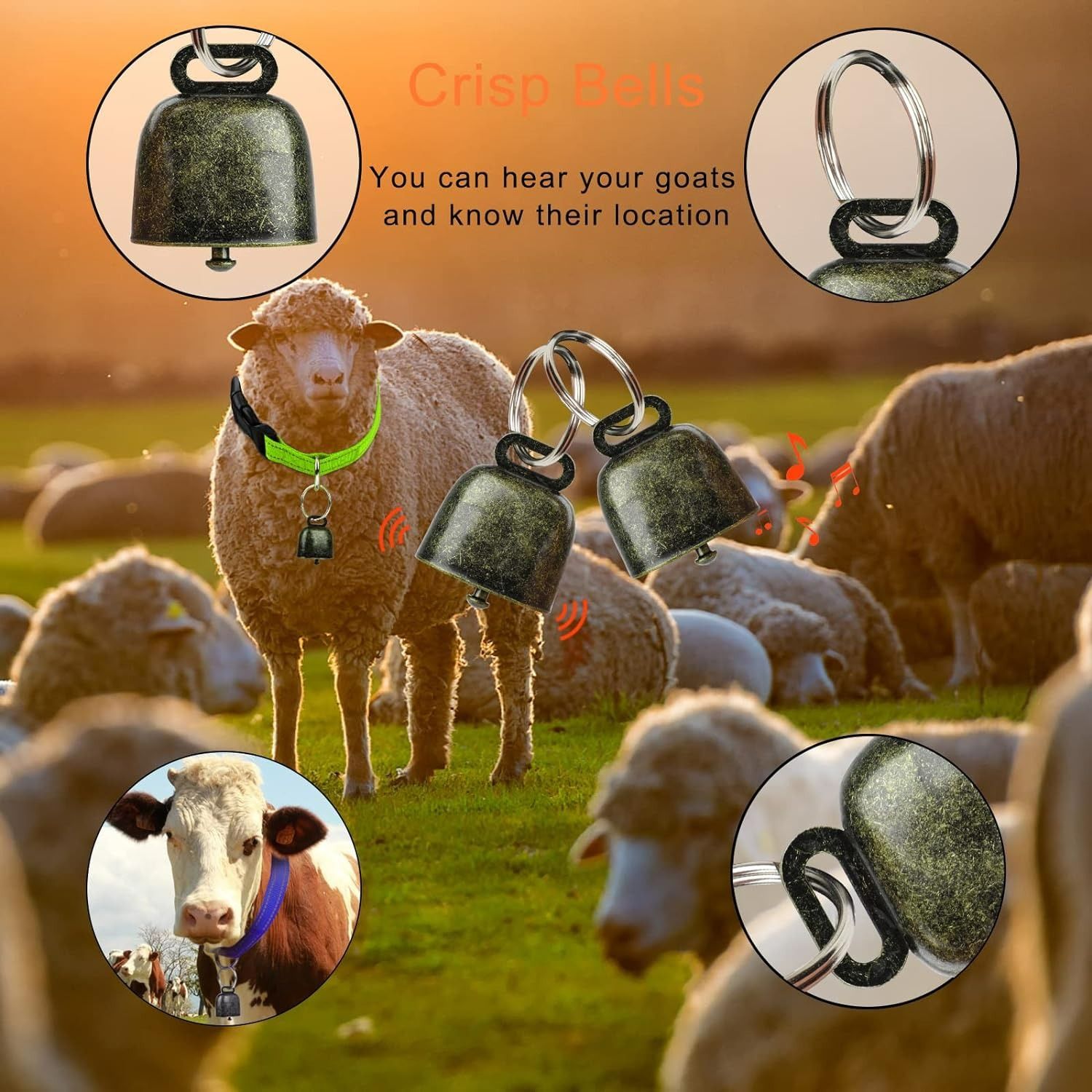 10 Pack Reflective Goat Collar with Crisp Bells view 3