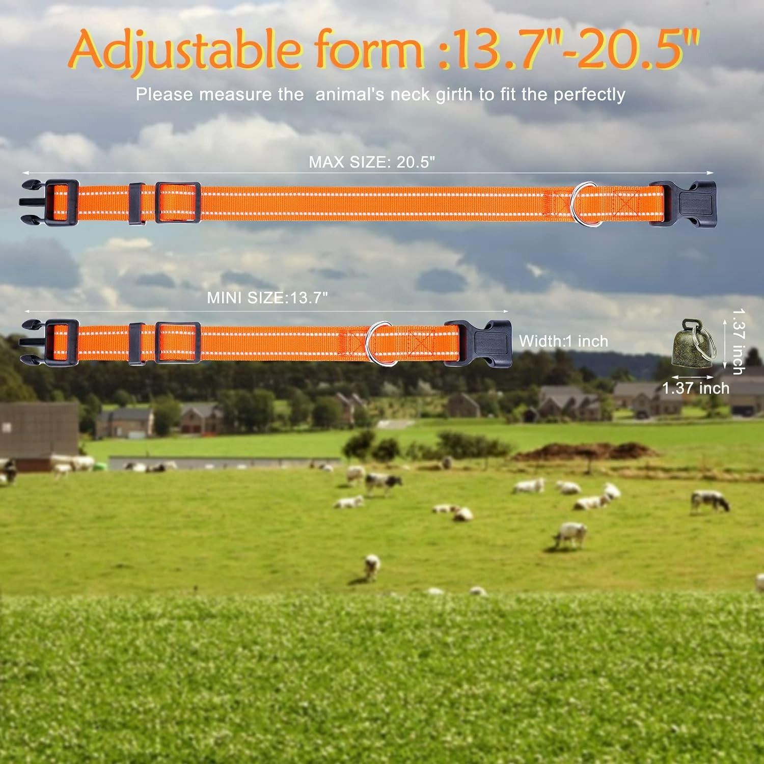 10 Pack Reflective Goat Collar with Crisp Bells view 4