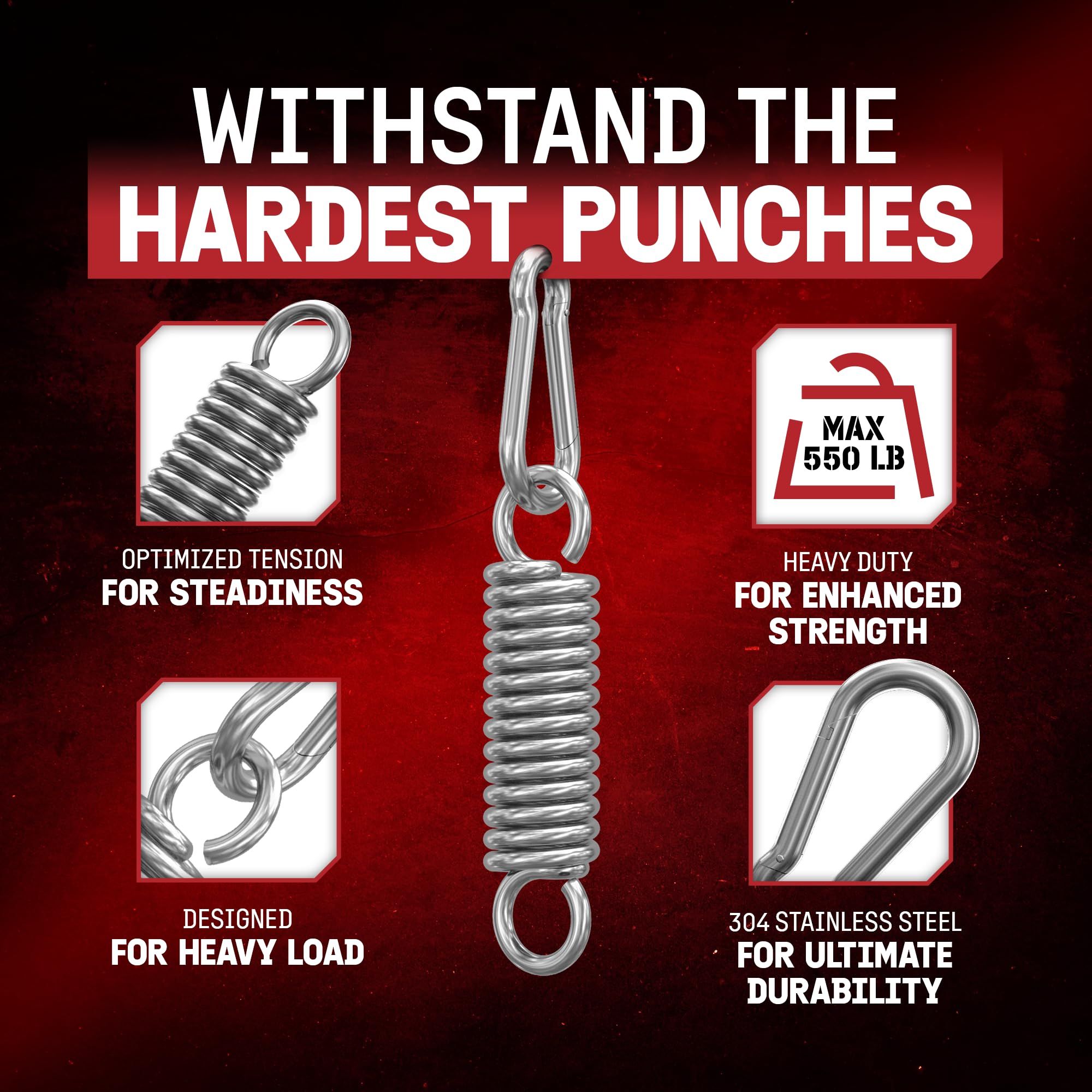 Punching Bag Hanger, Heavy Bag Spring Capacity, Stainless Steel Hanging Kit view 2