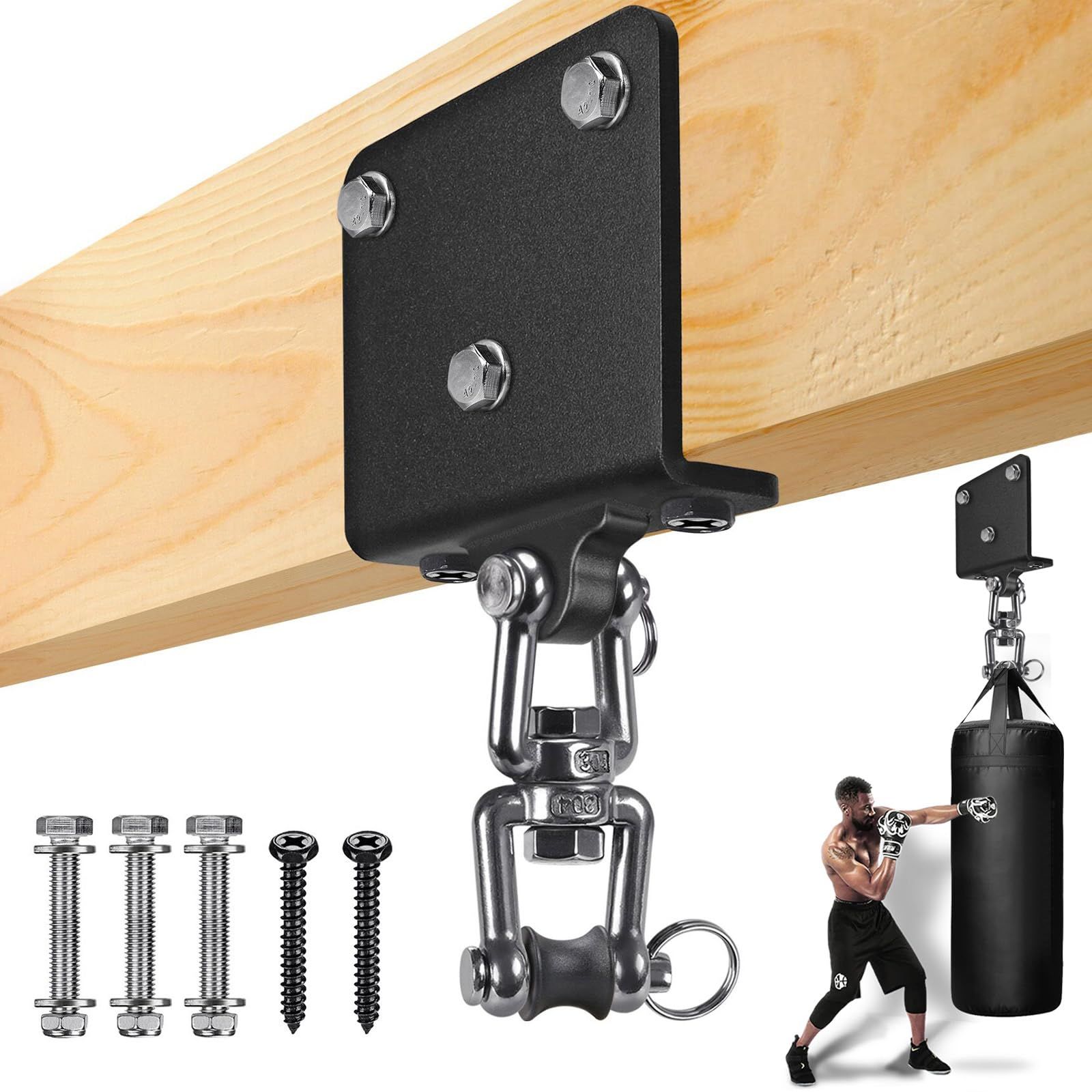 Punching Bag Hanger for Heavy Bag Beam Mount Hardware 360° Rotation Boxing Bag