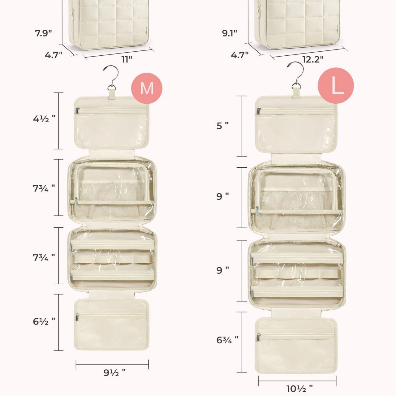 Toiletry Bag Hanging Travel Makeup Organizer Cosmetic Bag Makeup Bag for Full view 4