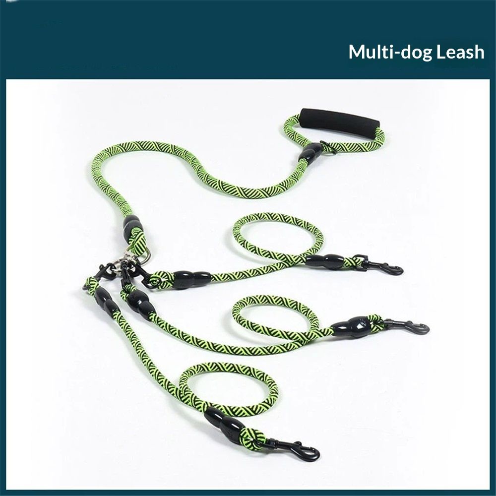 3 Dog Leash No Tangle, Heavy Duty Splitter Coupler, Reflective Strong Triple view 5