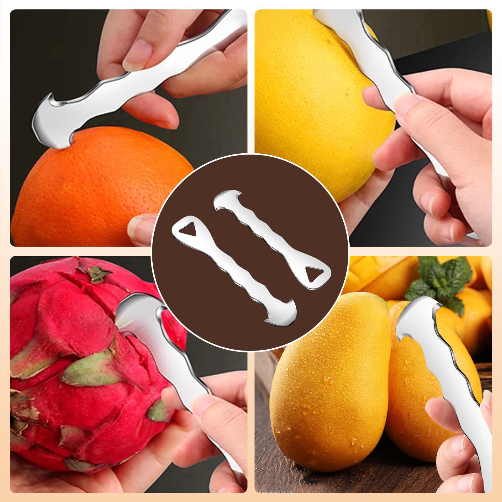 2pcs Stainless Steel Citrus Peeler Tool – Orange Peeler for Kitchen view 4