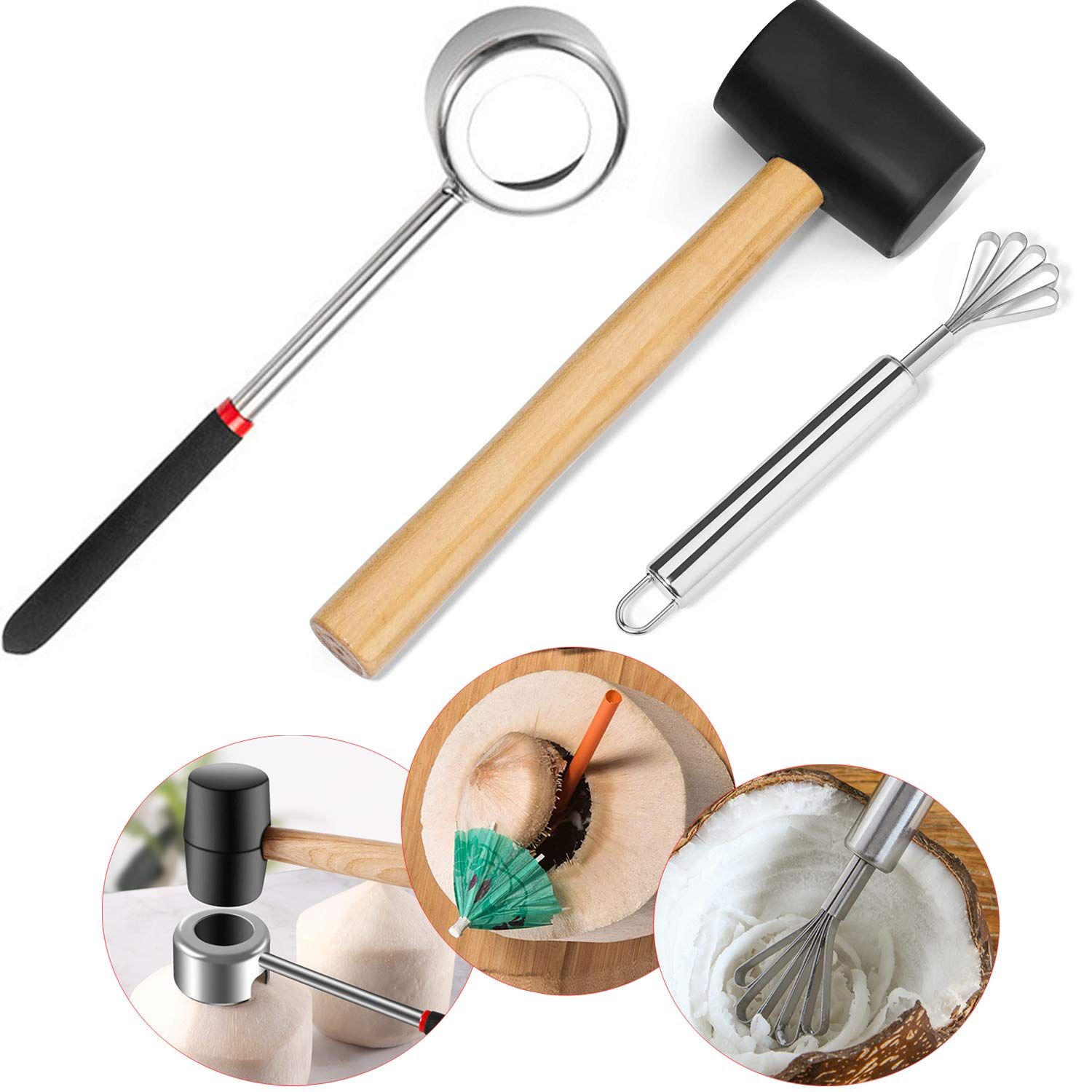 Coconut Opener Set for Young & Mature Coconuts by |Coconut Tools for Meat