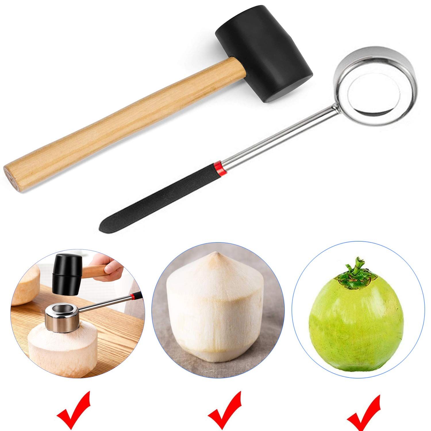 Coconut Opener Set for Young & Mature Coconuts by |Coconut Tools for Meat view 2