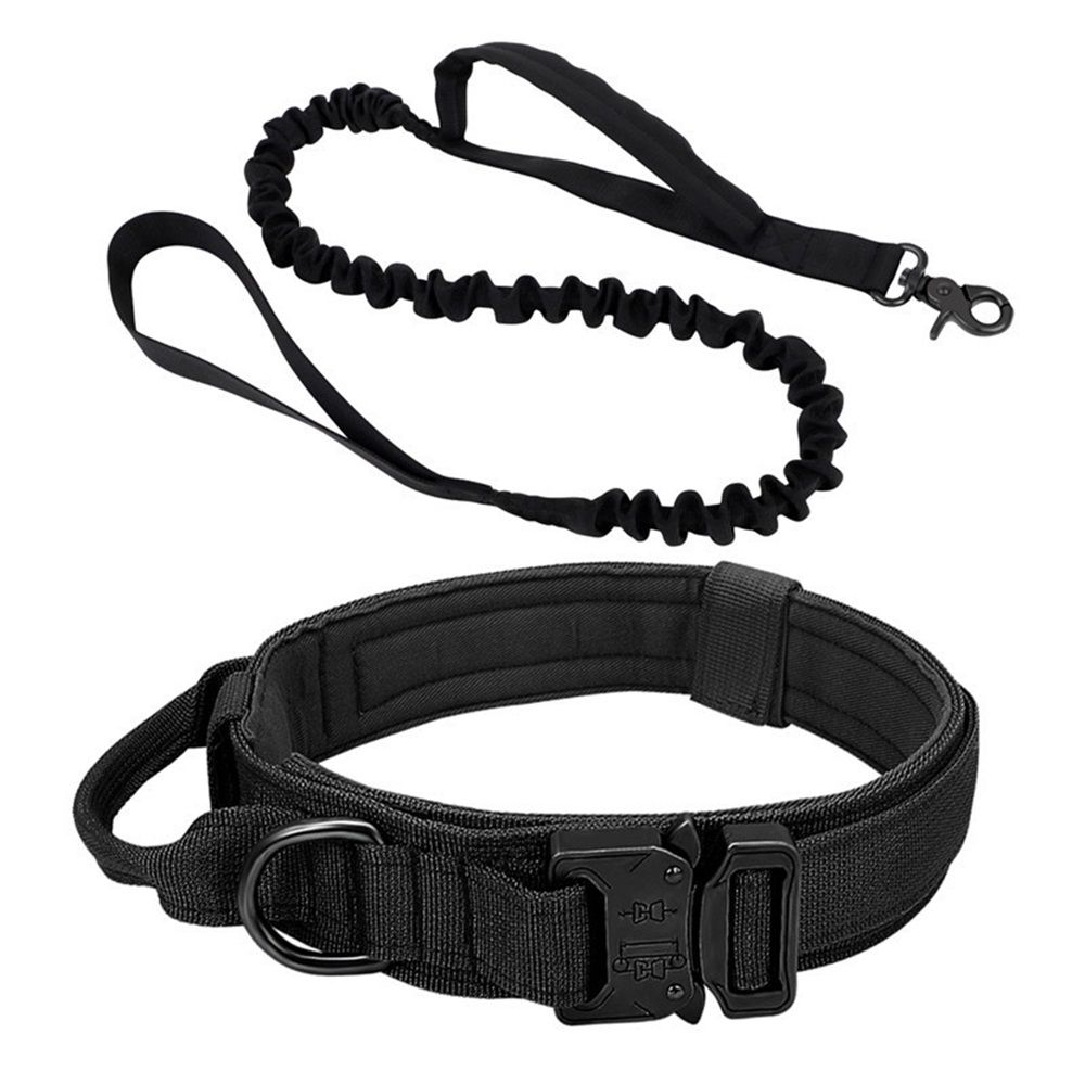 Dog Collar and Leash Set Heavy Duty Military Dog Collar with Handle and Metal