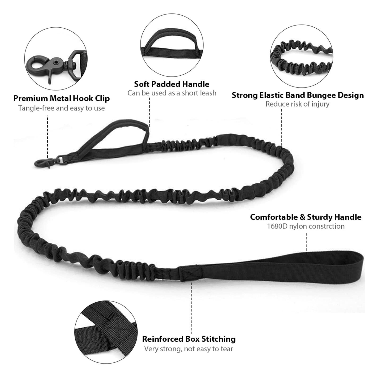 Dog Collar and Leash Set Heavy Duty Military Dog Collar with Handle and Metal view 3
