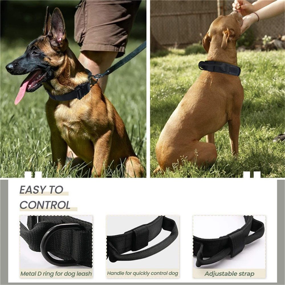 Dog Collar and Leash Set Heavy Duty Military Dog Collar with Handle and Metal view 4