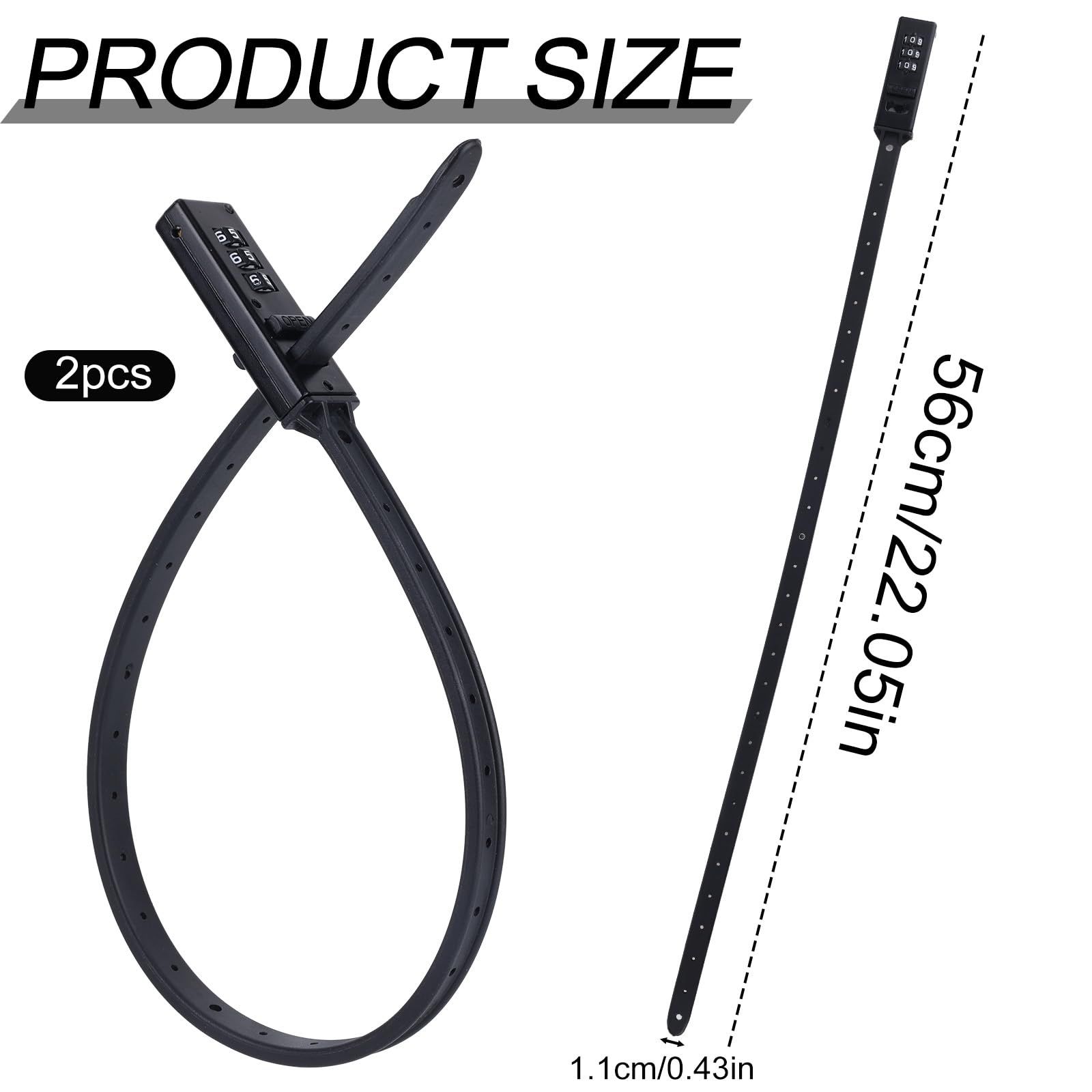 2pcs Zip Tie Lock, 22.05in Adjustable Small Cable Lock with Combination 3 view 5